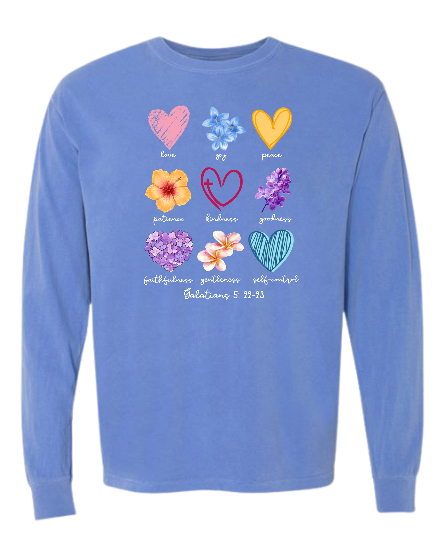 Galatians 5 - Spring - Comfort Colors - Heavyweight Long Sleeve Tee - Blues & Greens
