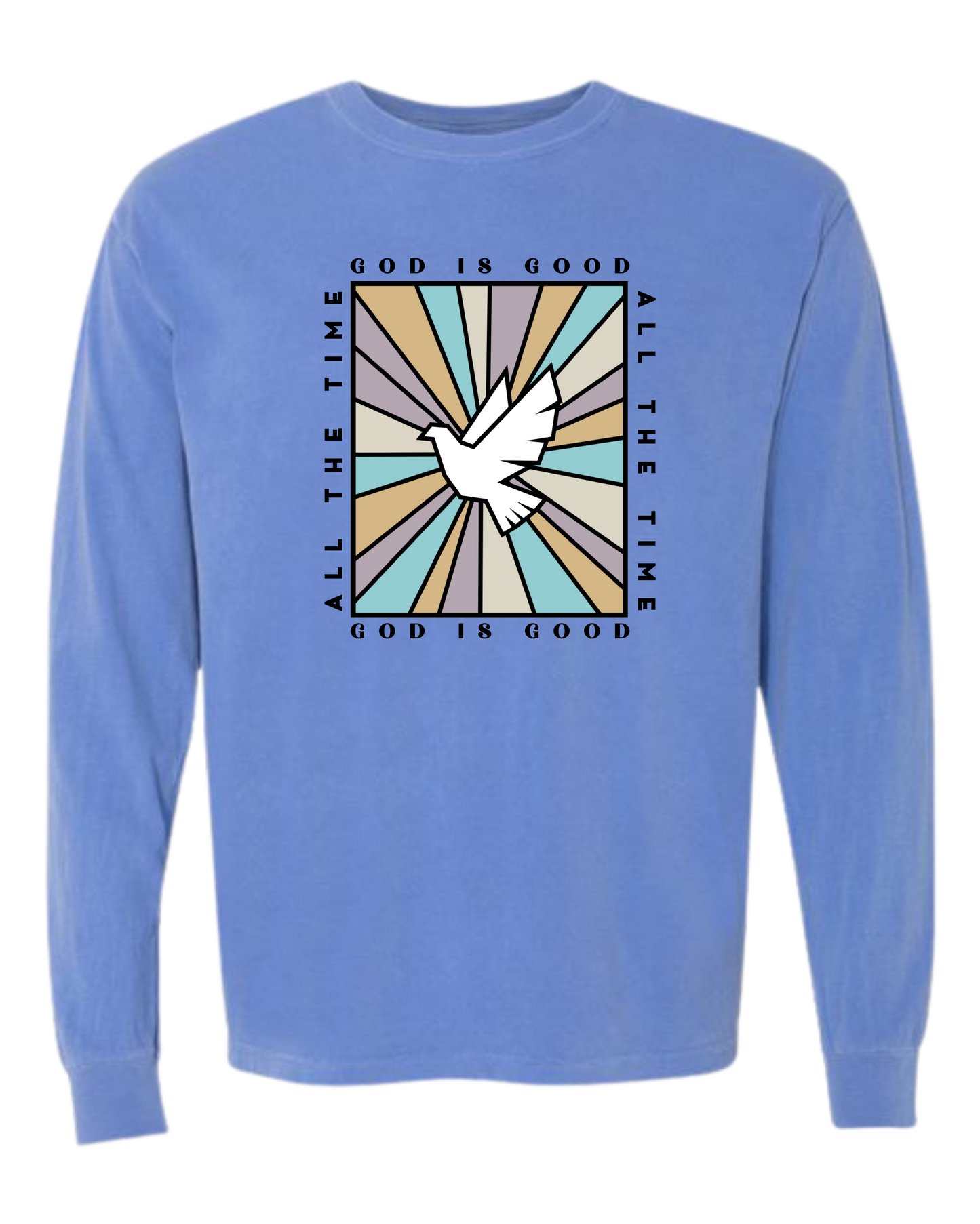 God Is Good - Comfort Colors - Heavyweight Long Sleeve Tee - Blues & Greens