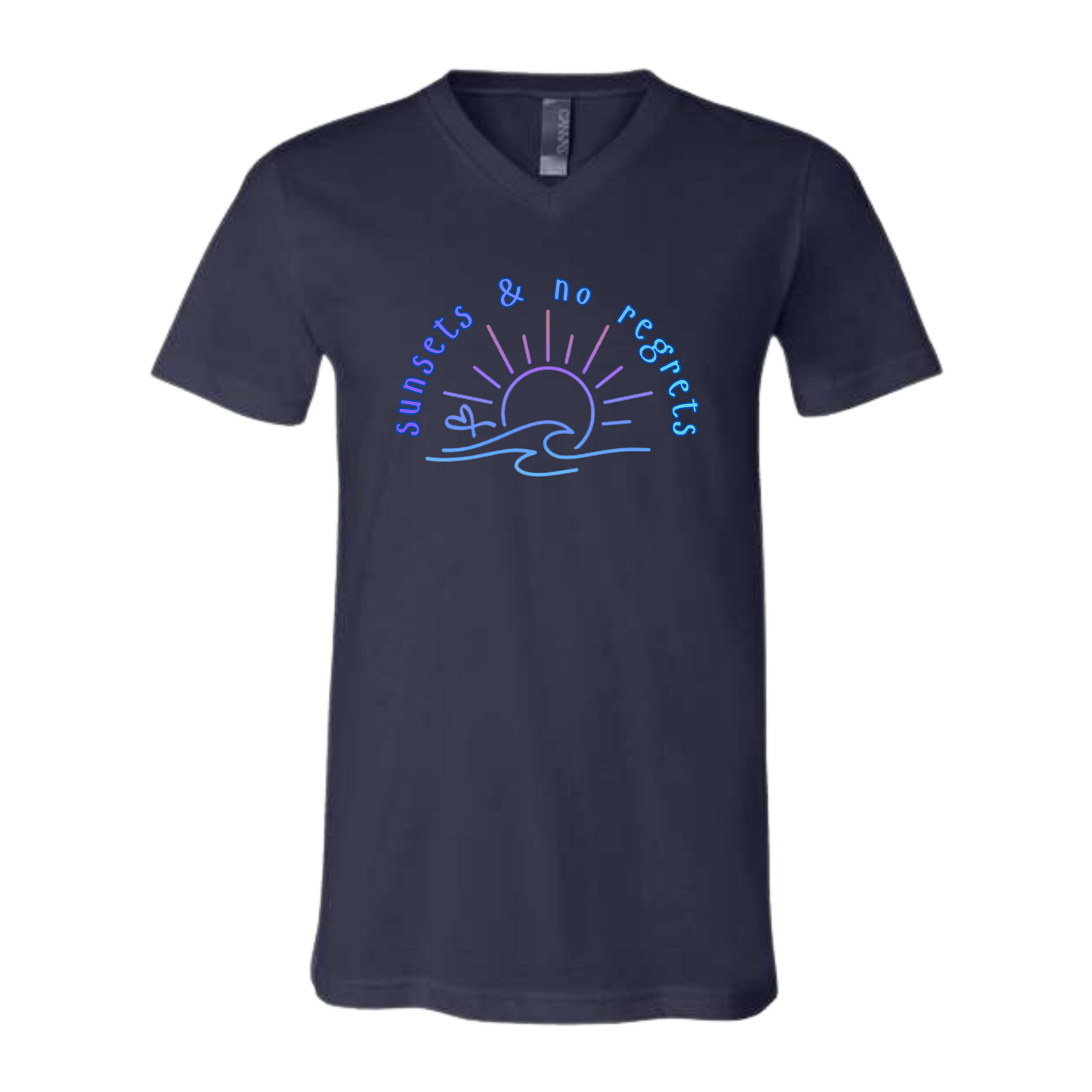 Sunsets & No Regrets - Bella+Canvas - Unisex V-Neck - Assorted Colors