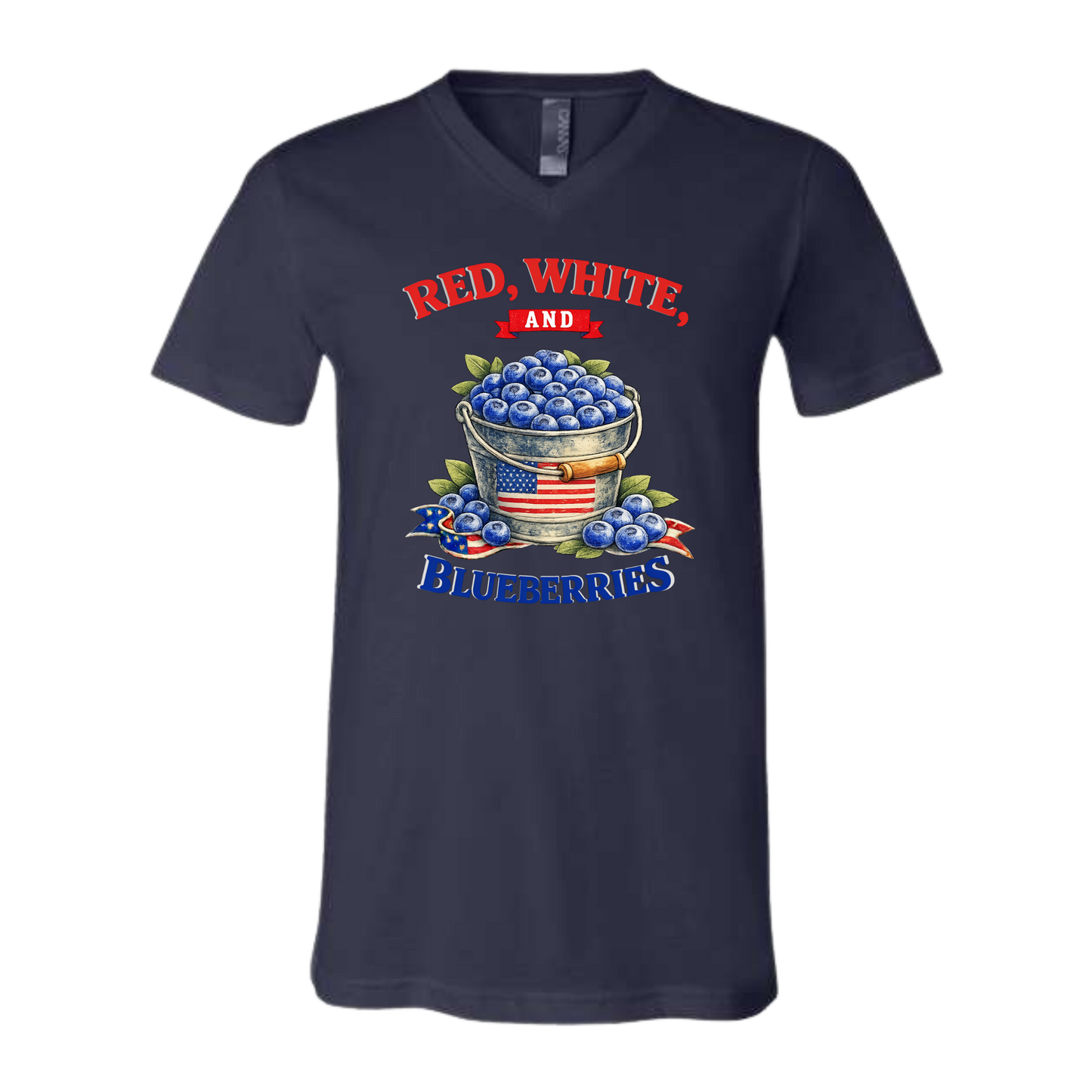Red, White, And Blueberries - Bella+Canvas - Unisex V-Neck - Assorted Colors