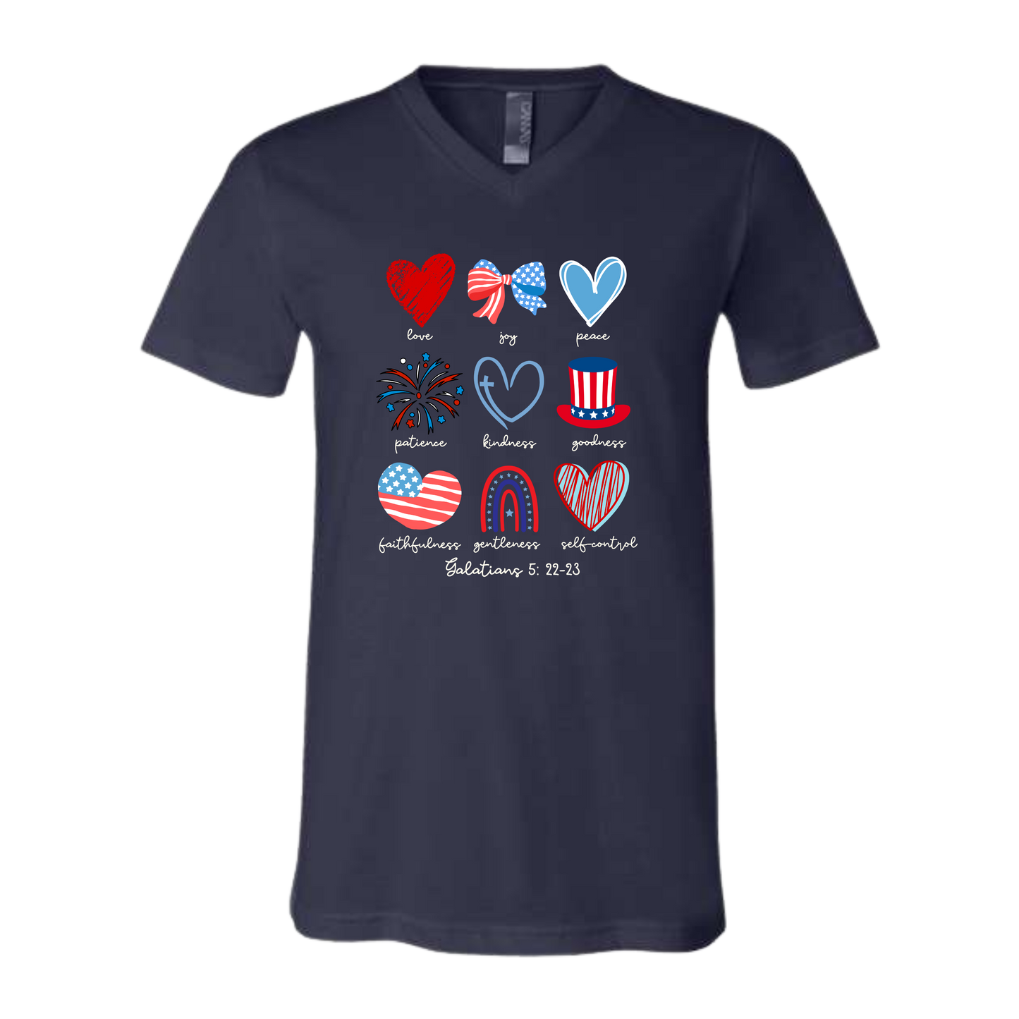 Galatians 5 - Patriotic - Bella+Canvas - Unisex V-Neck - Assorted Colors