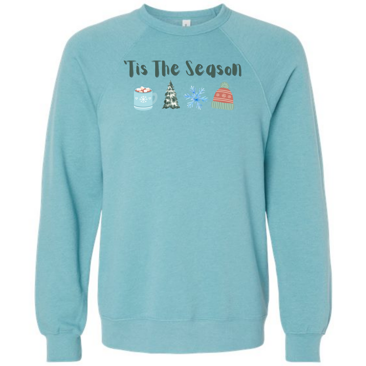 'Tis the Season - Winter - Sponge Fleece Raglan Sweatshirt - Blues, Purples
