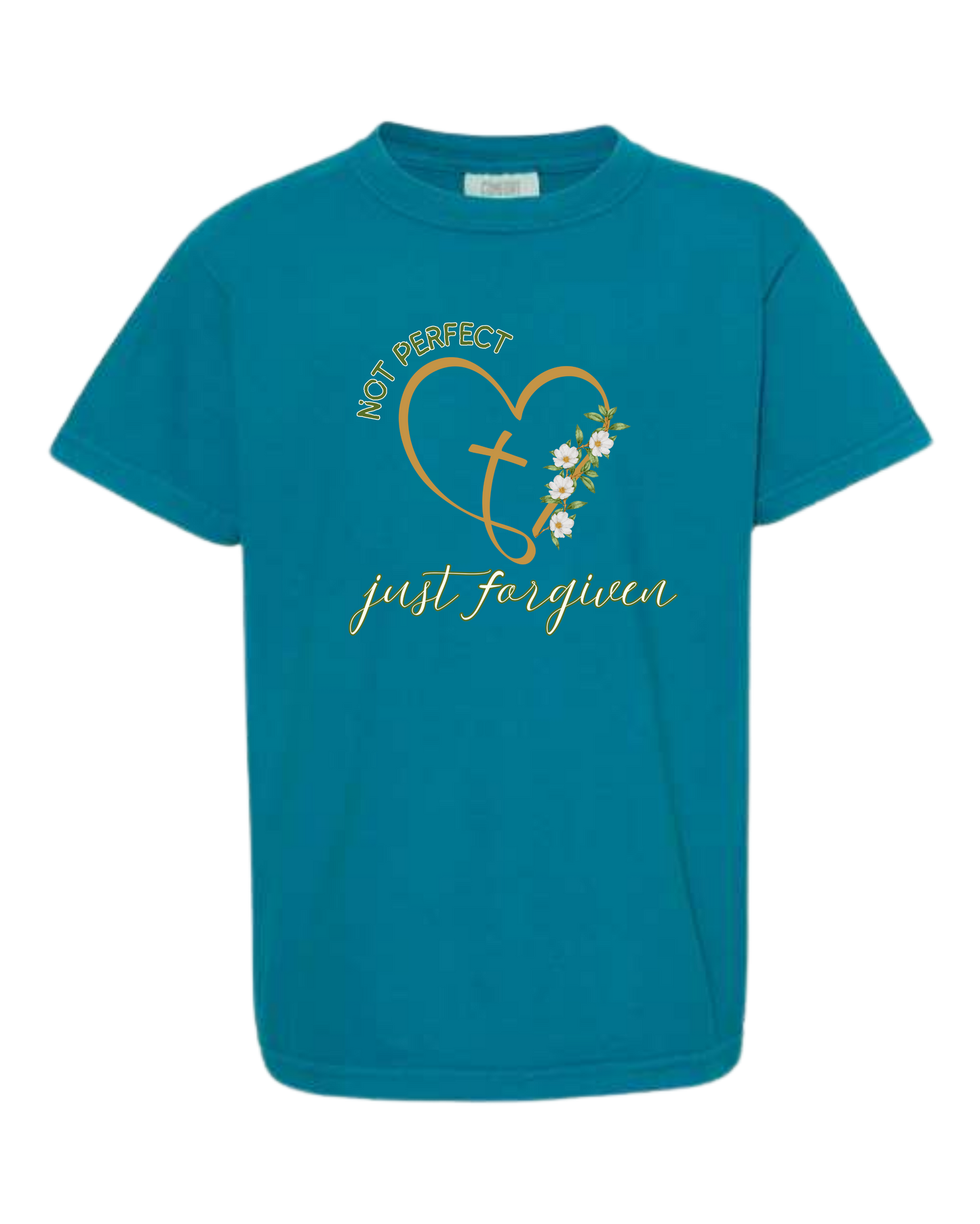 Not Perfect Just Forgiven - Comfort Colors - Heavyweight Youth Tee - Neutral Colors & Blues