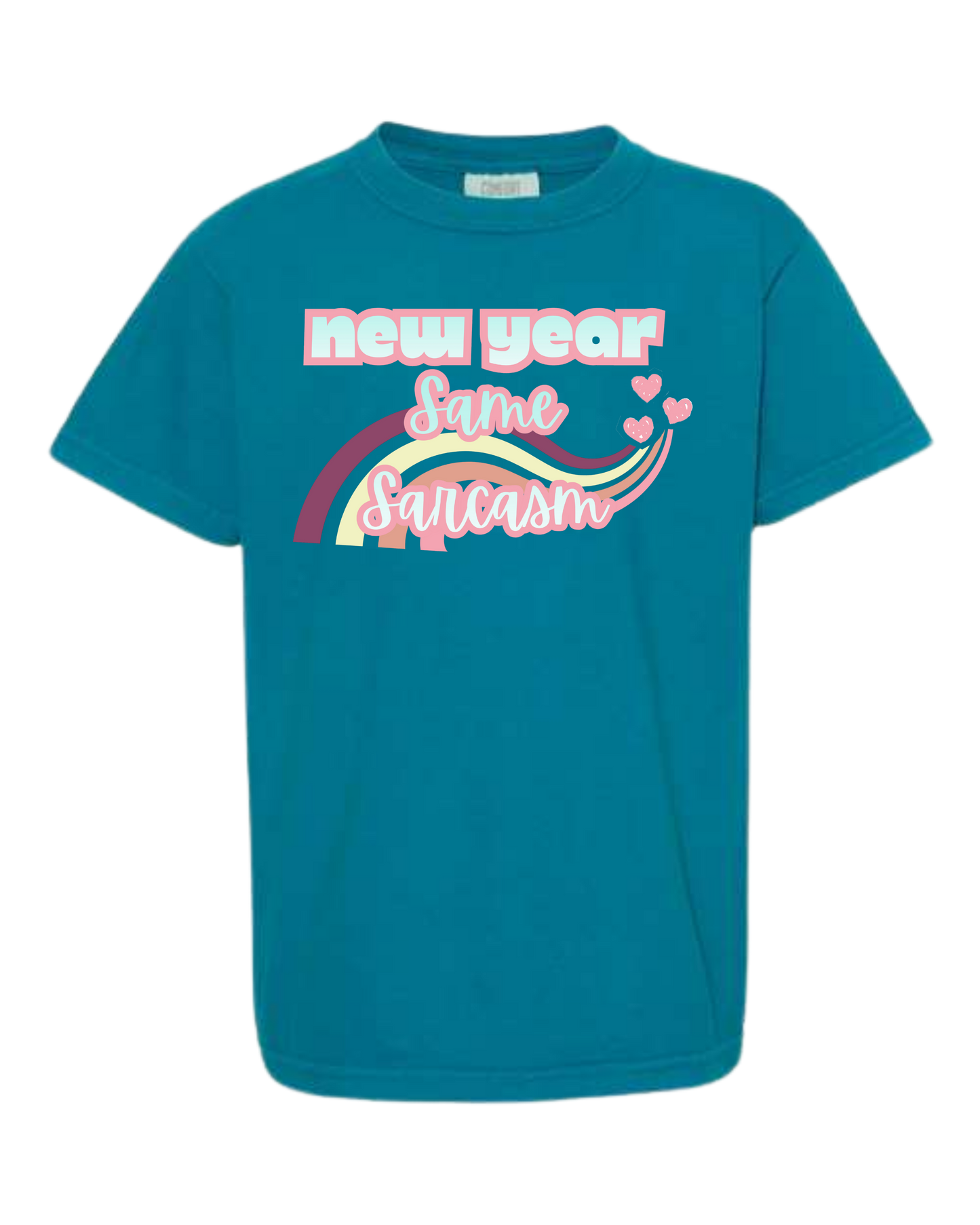 New Year Same Sarcasm - Comfort Colors - Heavyweight Youth Tee - Neutral Colors & Blues