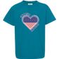 One Nation One Heart - Comfort Colors - Heavyweight Youth Tee - Neutral Colors & Blues