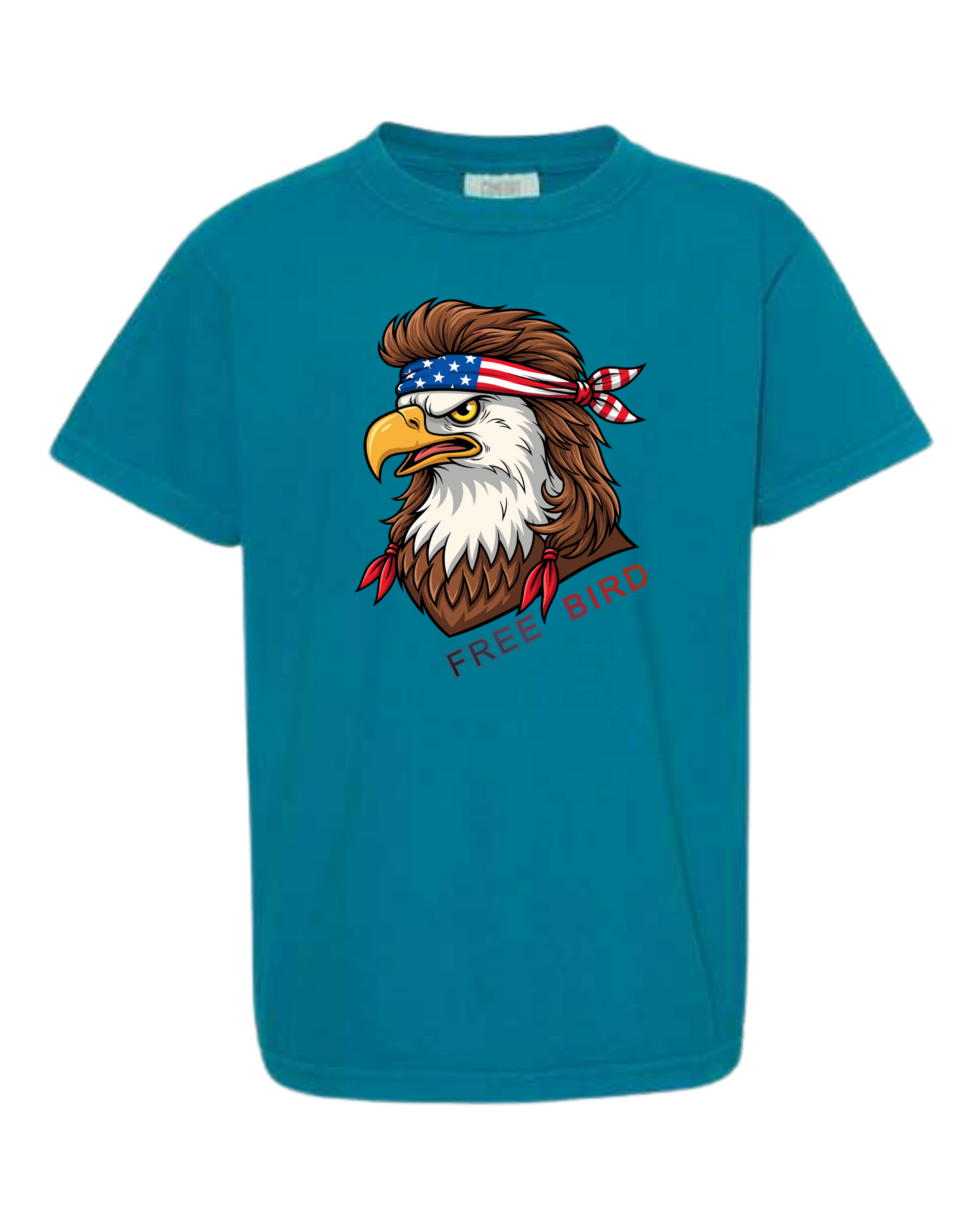 Rockin Free Bird - Comfort Colors - Heavyweight Youth Tee - Neutral Colors & Blues