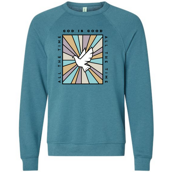 God Is Good - Sponge Fleece Raglan Sweatshirt - Blues, Purples