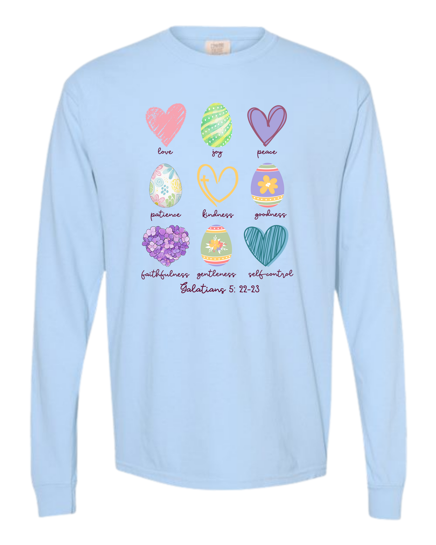 Galatians 5 - Easter - Comfort Colors - Heavyweight Long Sleeve Tee - Blues & Greens