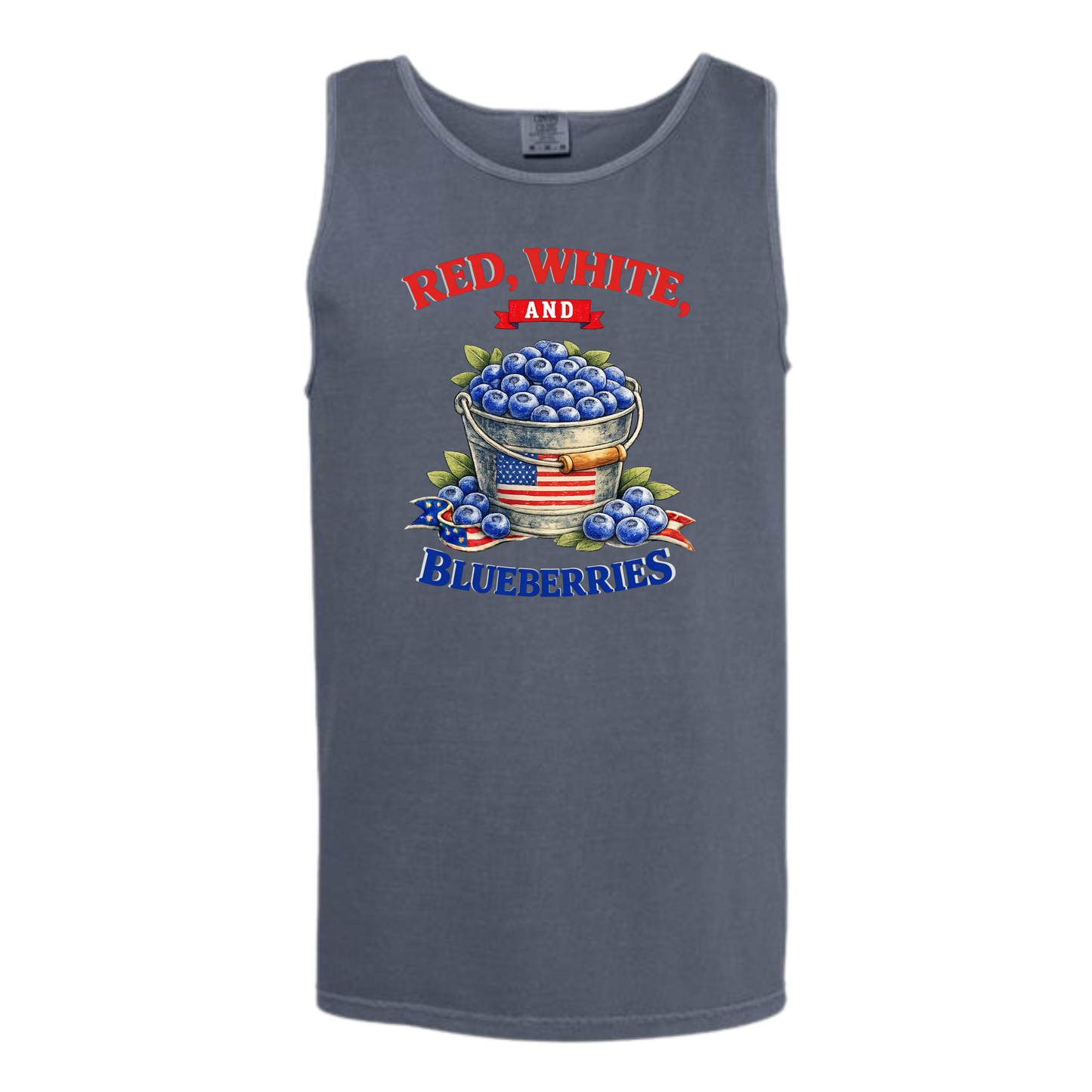Red, White, And Blueberries - Comfort Colors - Unisex Tank - Neutral Colors & Blues