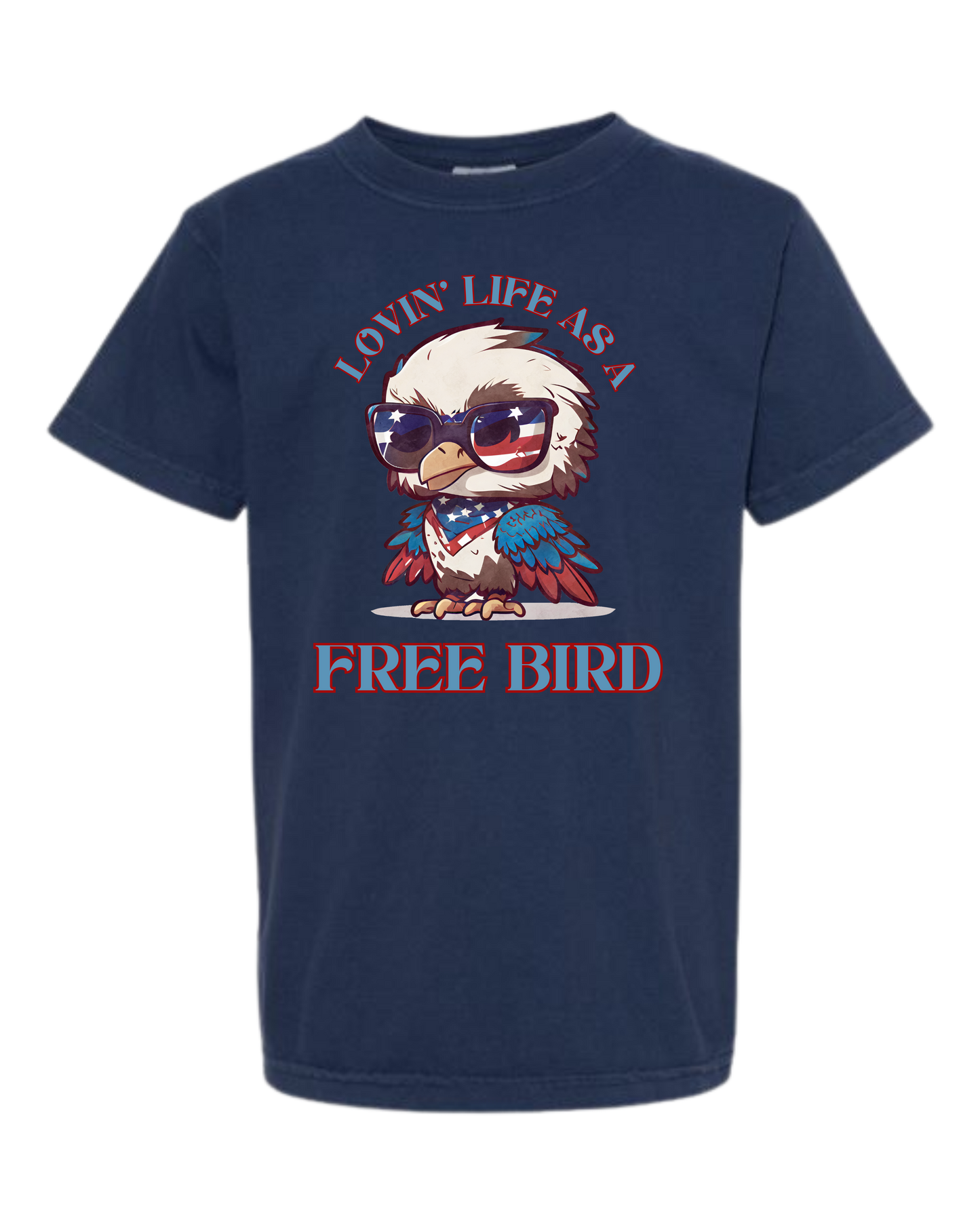 Lovin' Life as a Free Bird - Comfort Colors - Heavyweight Youth Tee - Neutral Colors & Blues