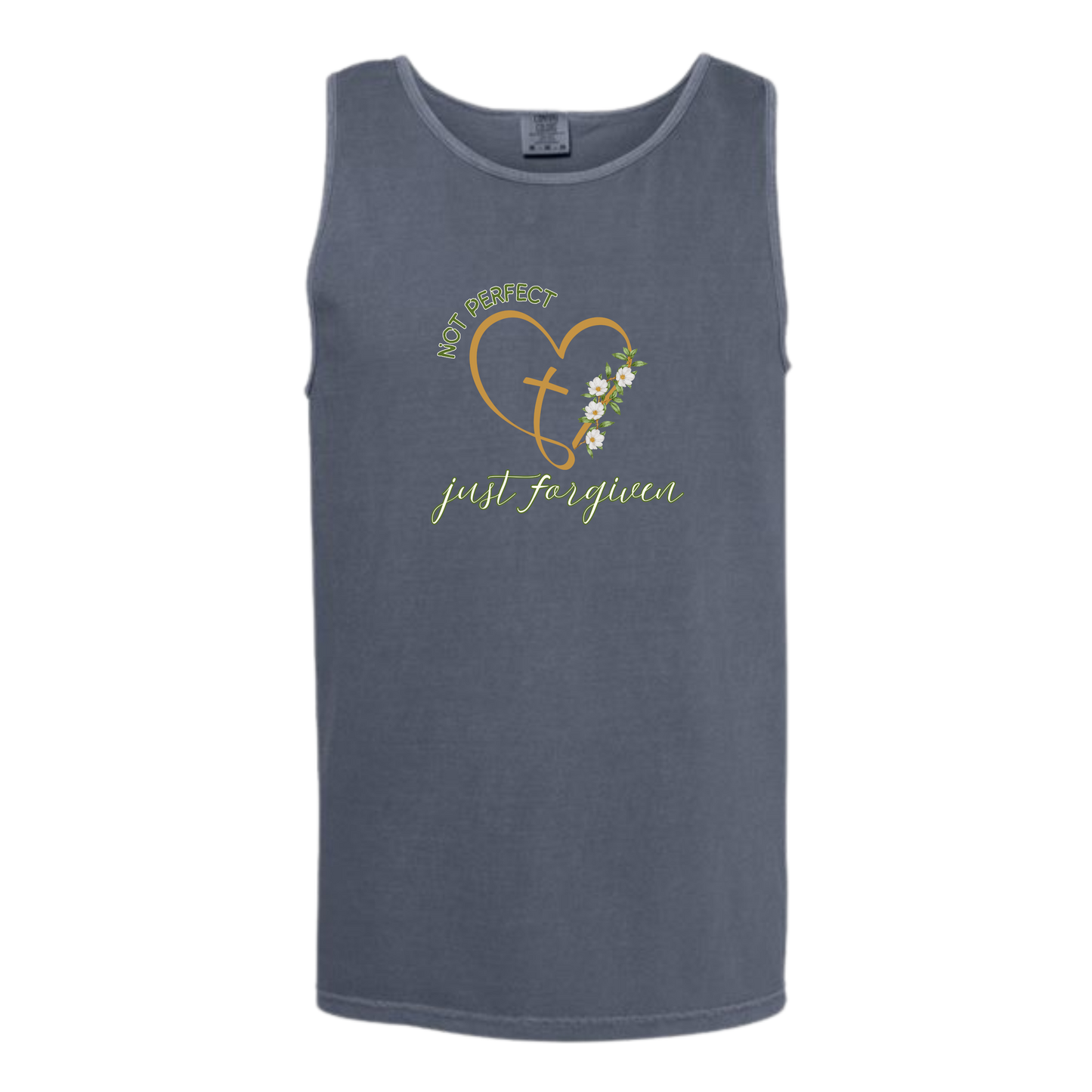 Not Perfect Just Forgiven - Comfort Colors - Unisex Tank - Neutral Colors & Blues