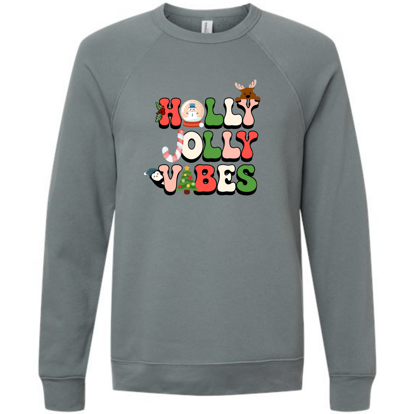 Holly Jolly Vibes - Sponge Fleece Raglan Sweatshirt - Blues, Purples