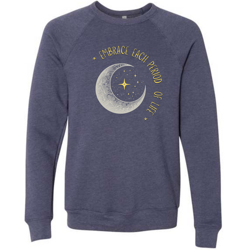 Embrace Each Period of Life - Sponge Fleece Raglan Sweatshirt - Blues, Greens, Purple, and Black