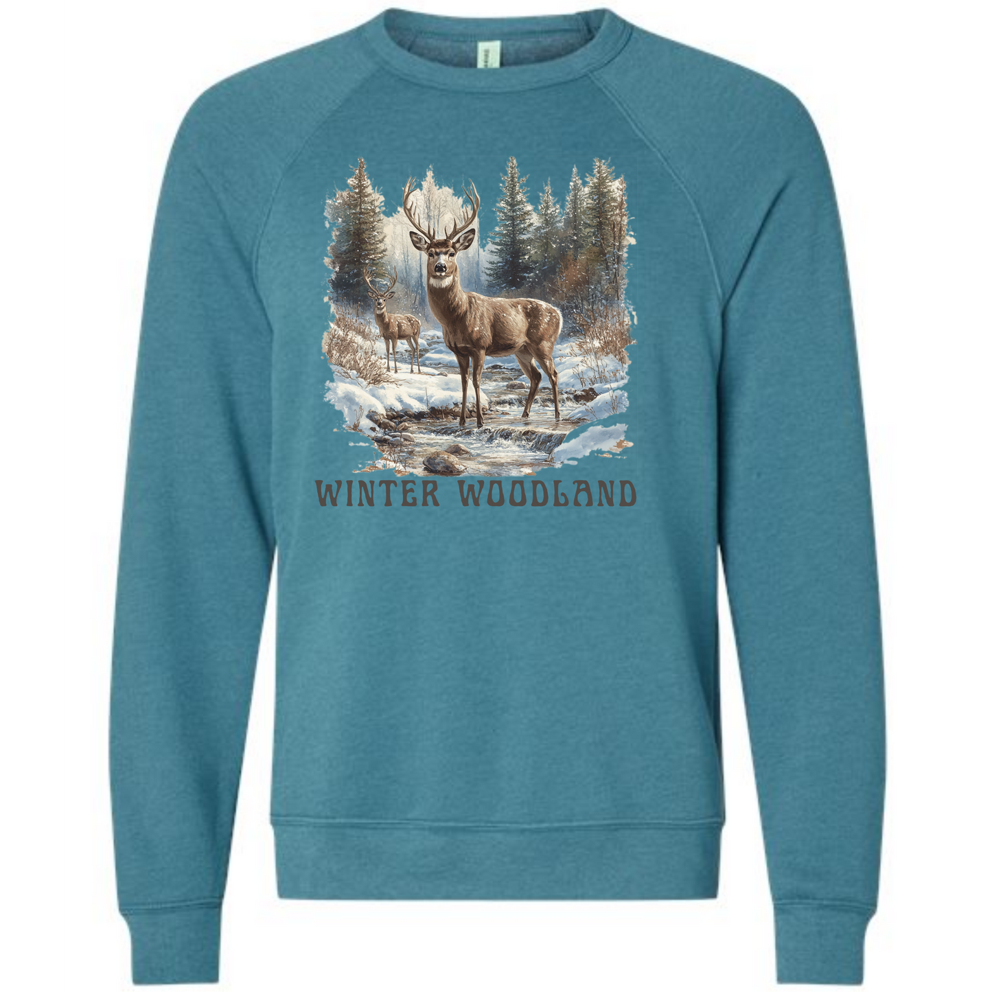 Winter Woodland - Sponge Fleece Raglan Sweatshirt - Blues, Purples