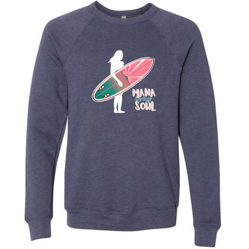 Mana in My Soul - Sponge Fleece Raglan Sweatshirt - Blues, Greens, Purple, and Black
