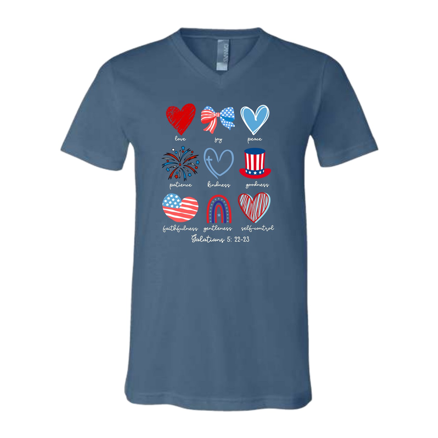 Galatians 5 - Patriotic - Bella+Canvas - Unisex V-Neck - Assorted Colors