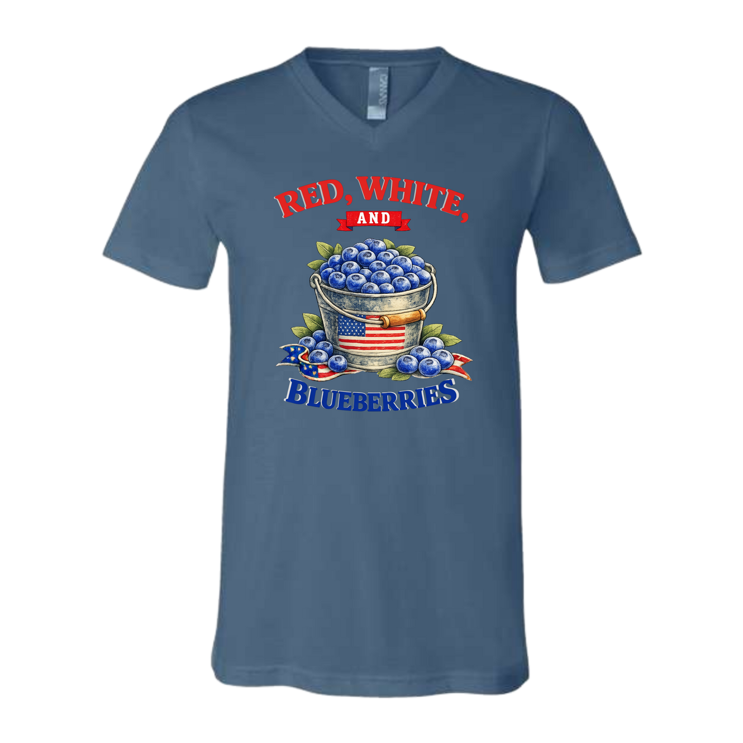 Red, White, And Blueberries - Bella+Canvas - Unisex V-Neck - Assorted Colors