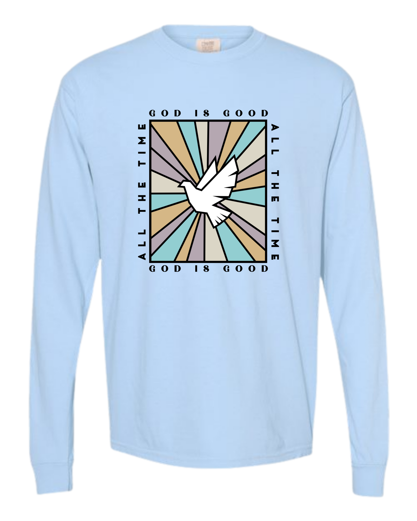 God Is Good - Comfort Colors - Heavyweight Long Sleeve Tee - Blues & Greens