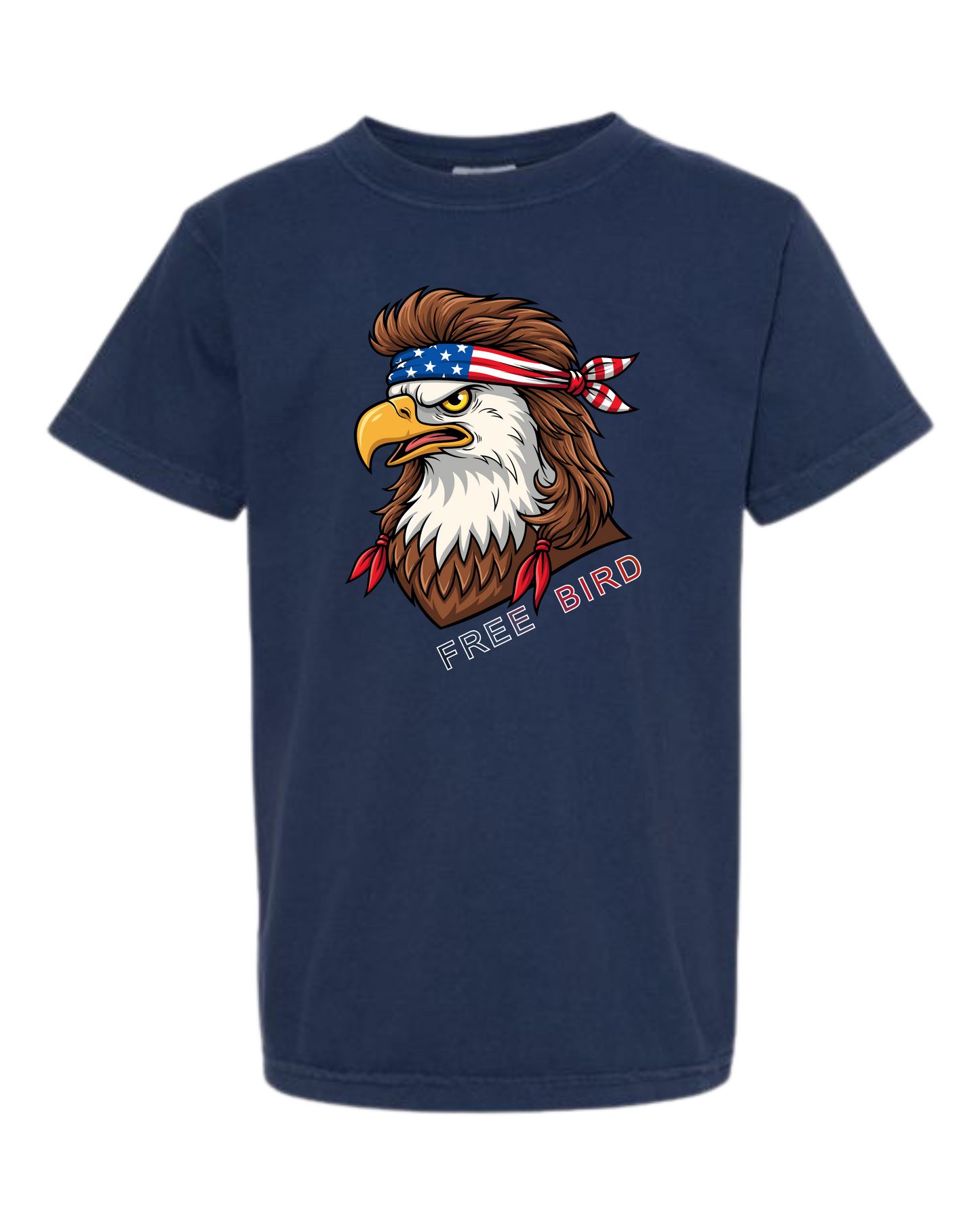 Rockin Free Bird - Comfort Colors - Heavyweight Youth Tee - Neutral Colors & Blues