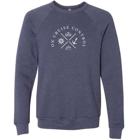 On Cruise Control - Sponge Fleece Raglan Sweatshirt - Blues, Greens, Purple, and Black