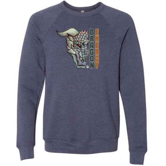 Dragon Energy - Sponge Fleece Raglan Sweatshirt - Blues, Greens, Purple, and Black