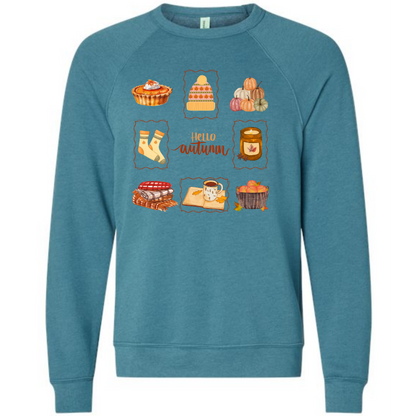 HP - Hello Autumn - Sponge Fleece Raglan Sweatshirt - Blues, Purples