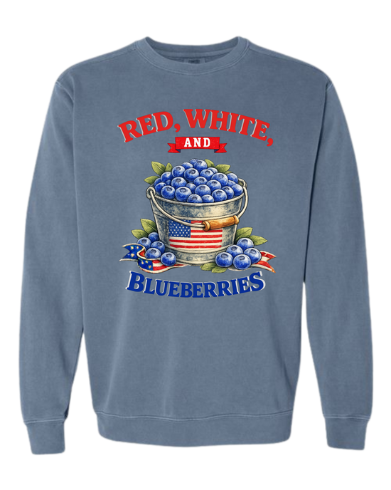Red, White, And Blueberries - Comfort Colors - Sweatshirt - Blues