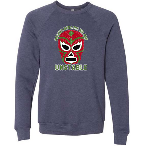 Masked Because We Are Unstable - Sponge Fleece Raglan Sweatshirt - Blues, Greens, Purple, and Black