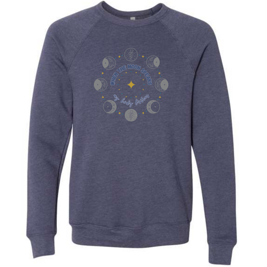 When The Moon Speaks My Body Listens - Sponge Fleece Raglan Sweatshirt - Blues, Greens, Purple, and Black