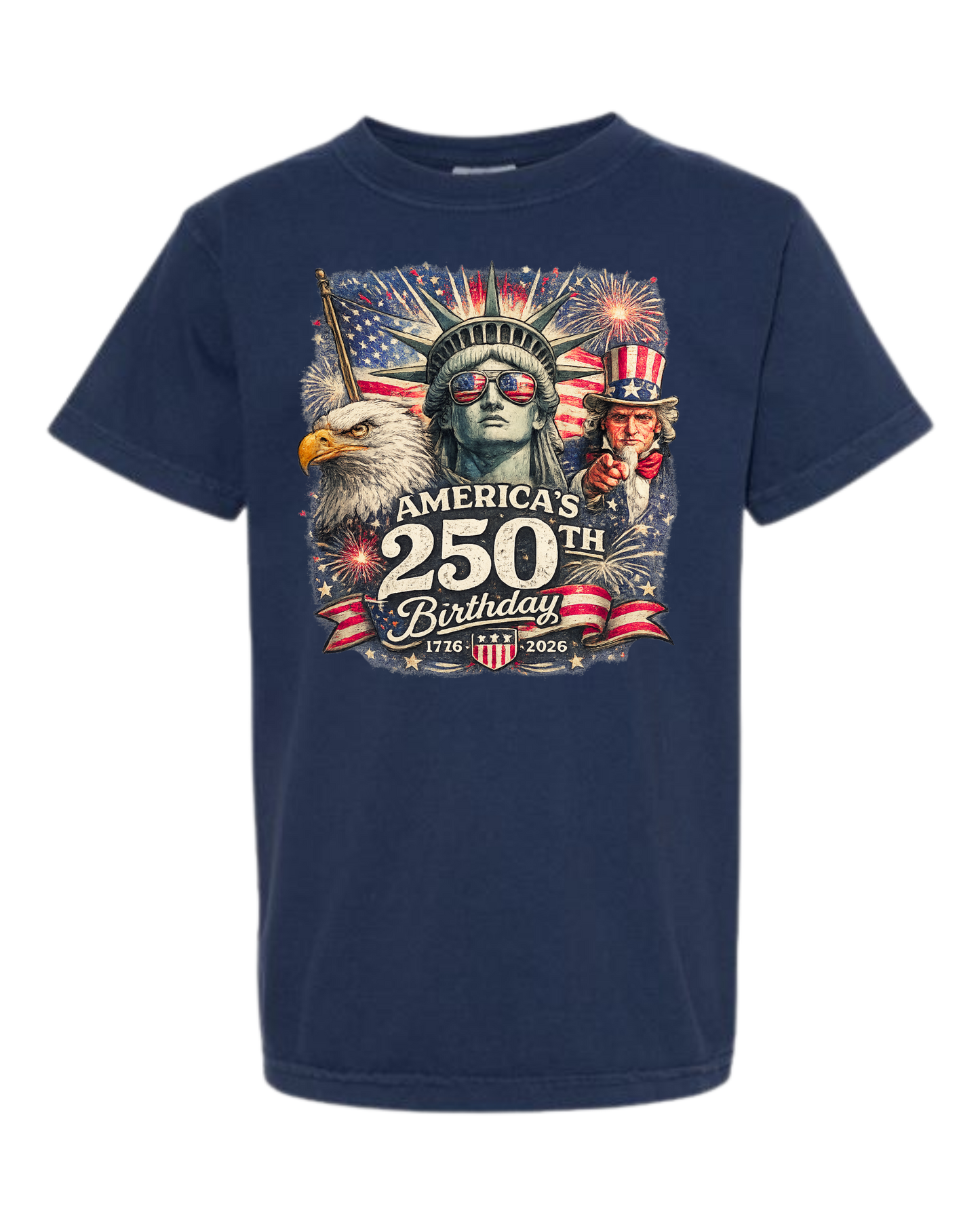 America's 250th Birthday - Comfort Colors - Heavyweight Youth Tee - Neutral Colors & Blues