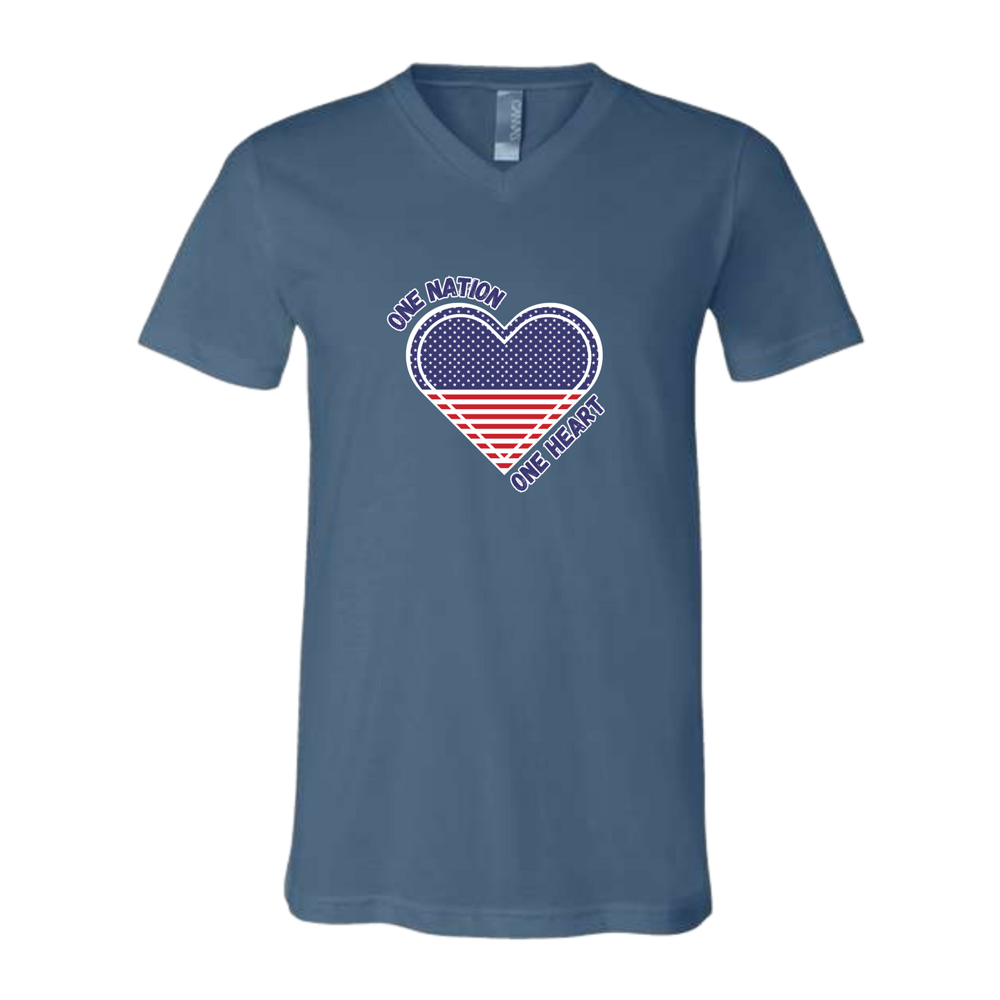 One Nation One Heart - Bella+Canvas - Unisex V-Neck - Assorted Colors