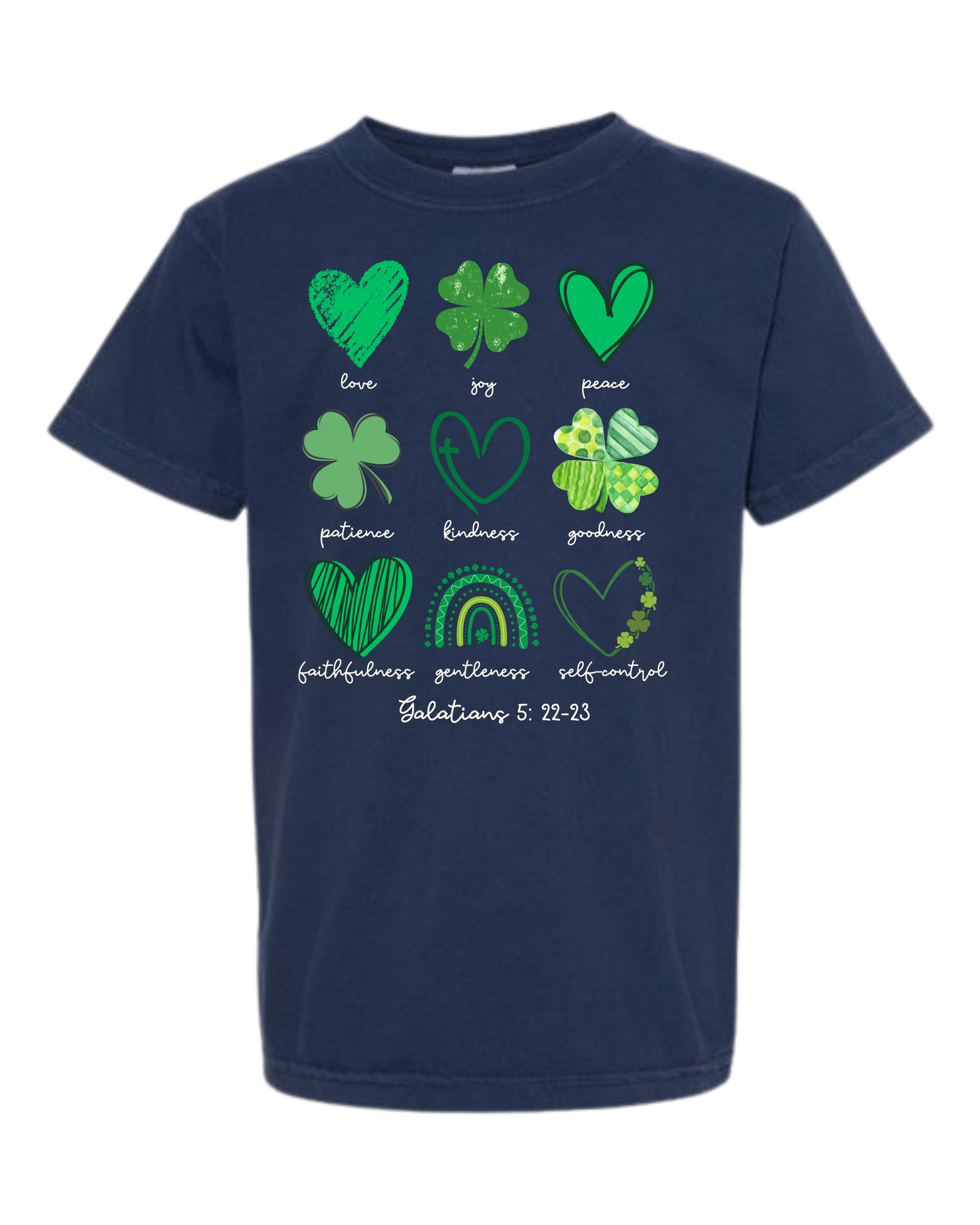 Galatians 5 - St Patrick's Day - Comfort Colors - Heavyweight Youth Tee - Neutral Colors & Blues
