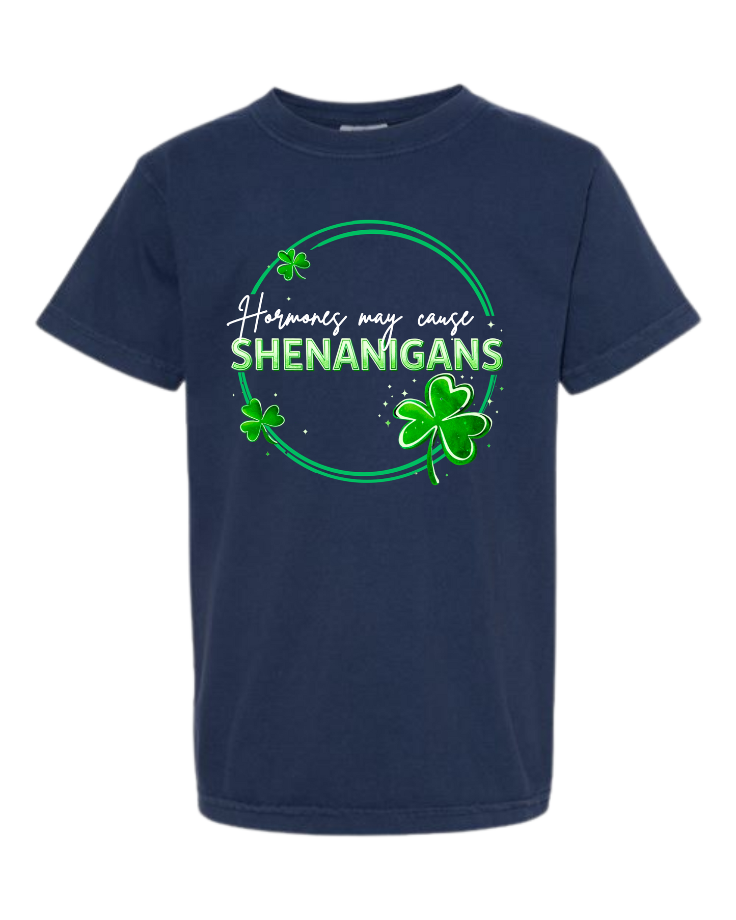Hormones May Cause Shenanigans - Comfort Colors - Heavyweight Youth Tee - Neutral Colors & Blues