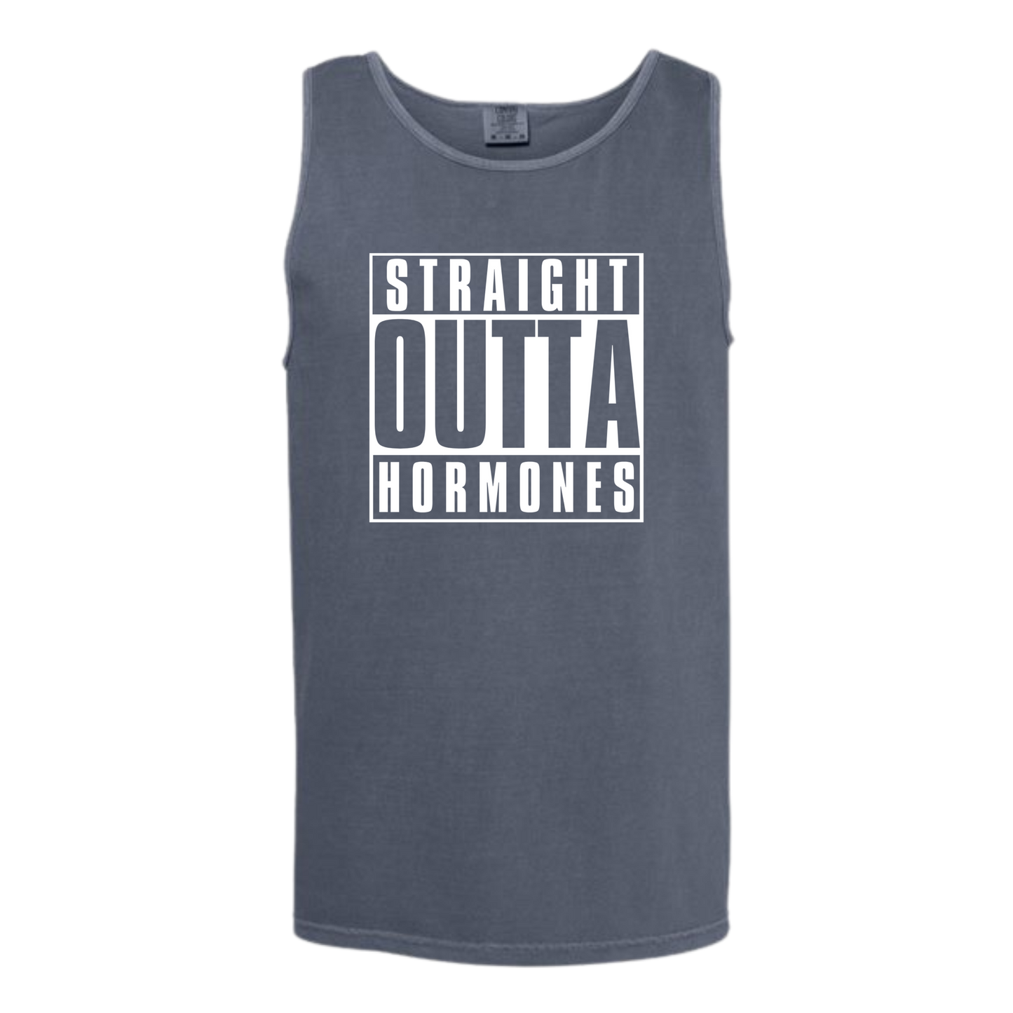 Straight Outta Hormones - Comfort Colors - Unisex Tank - Neutral Colors & Blues