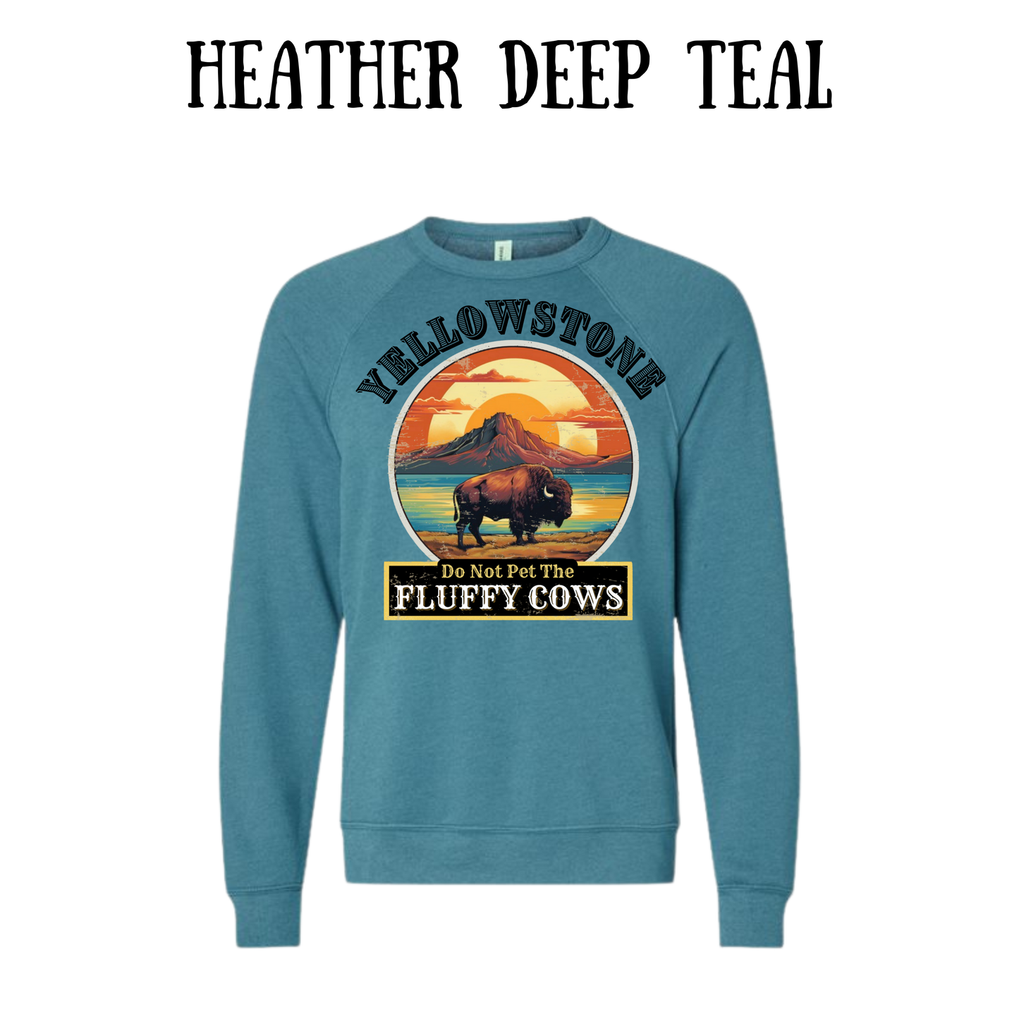 CP - Yellowstone: Fluffy Cows - Sponge Fleece Raglan Sweatshirt - Blues, Purples