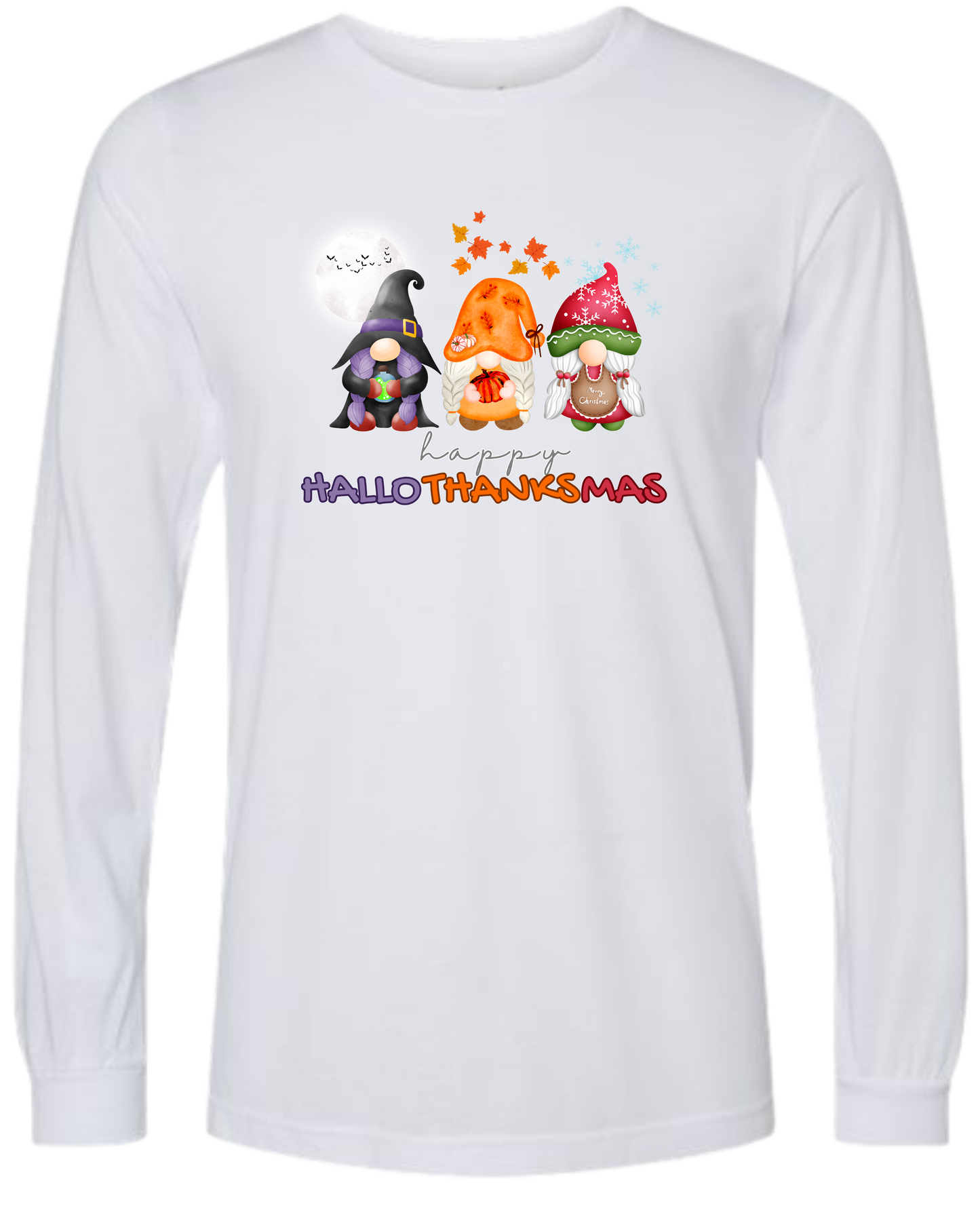 Happy HalloThanksMas Gnomes - Unisex Long Sleeve - Neutral Colors