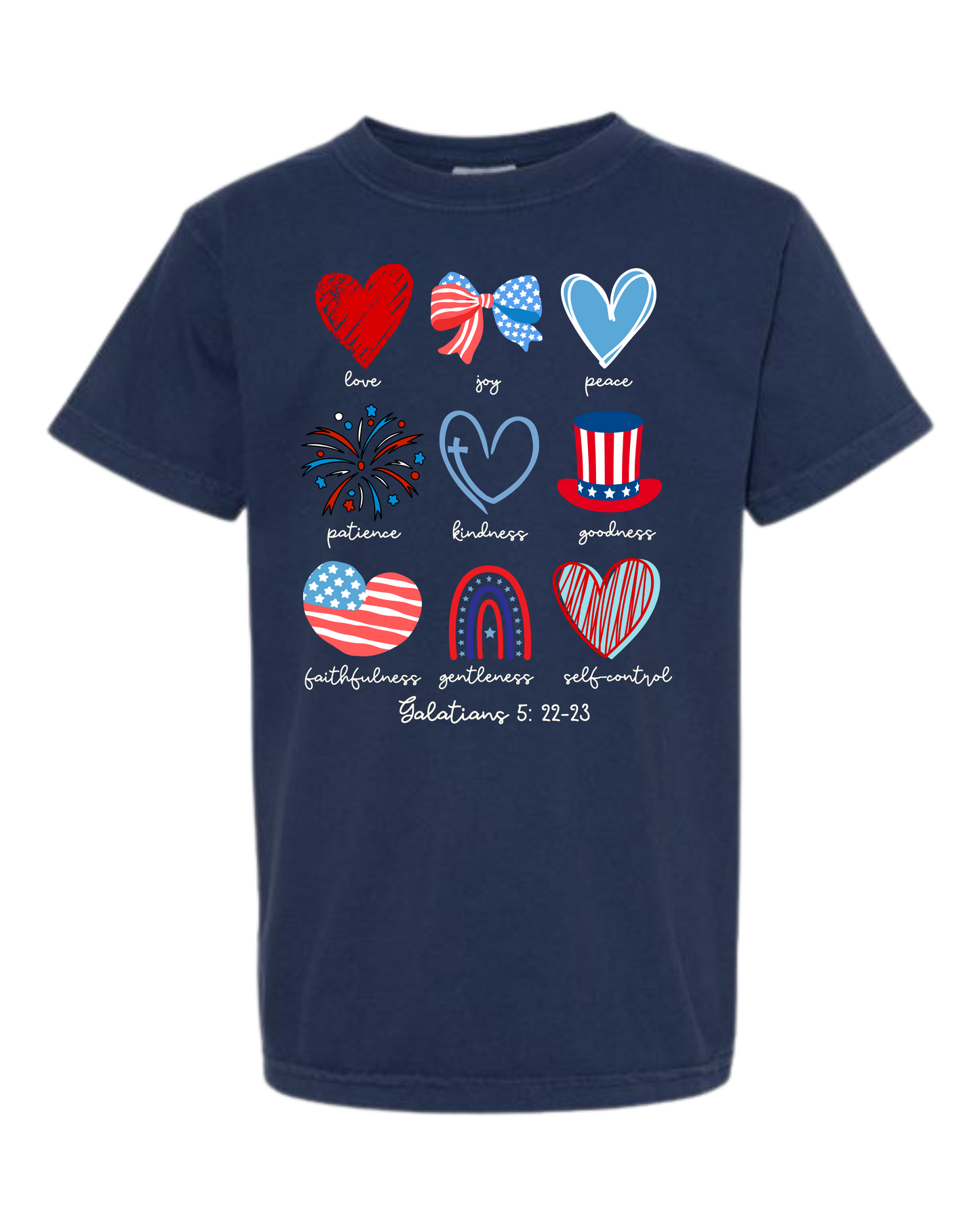 Galatians 5 - Patriotic - Comfort Colors - Heavyweight Youth Tee - Neutral Colors & Blues