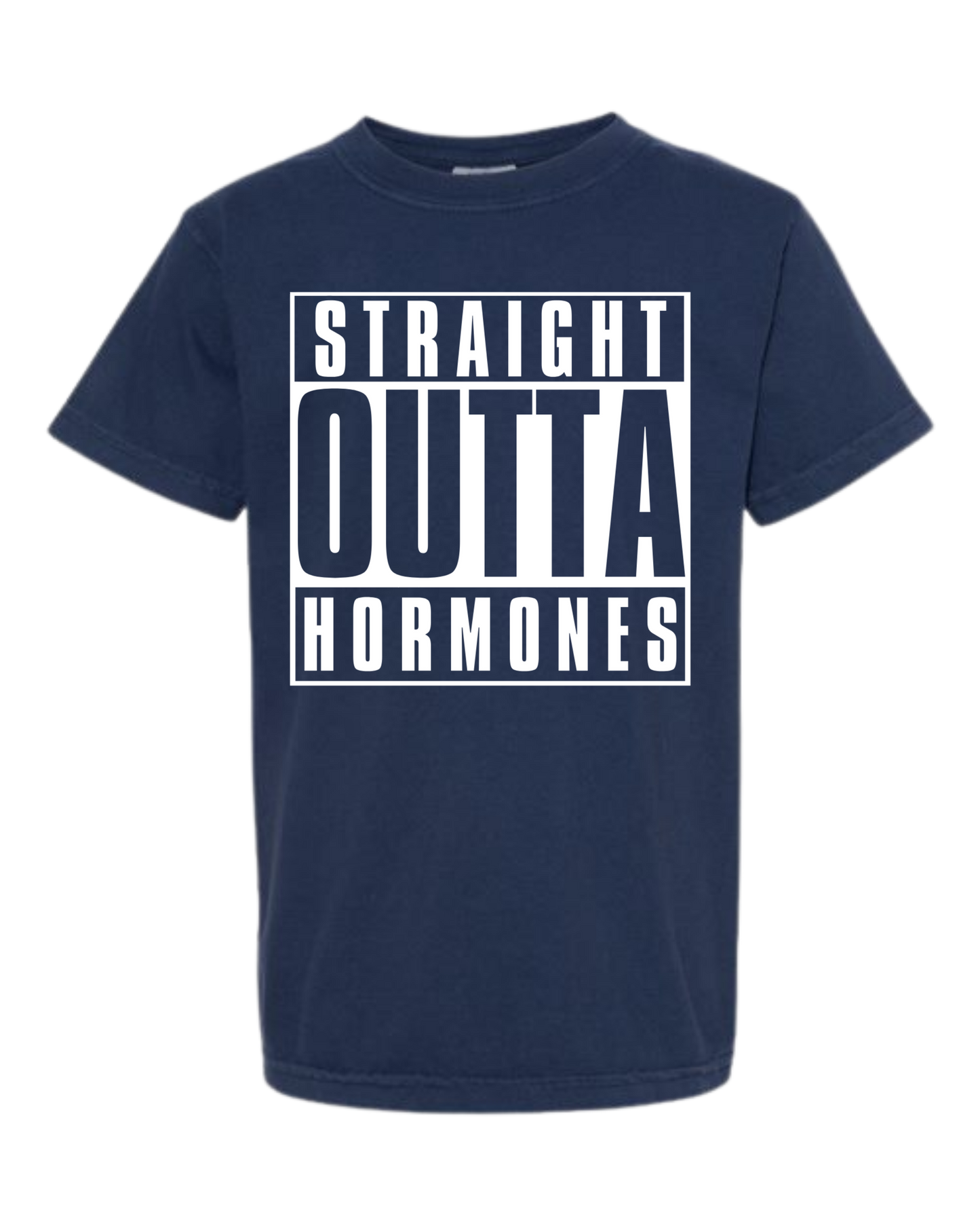 Straight Outta Hormones - Comfort Colors - Heavyweight Youth Tee - Neutral Colors & Blues