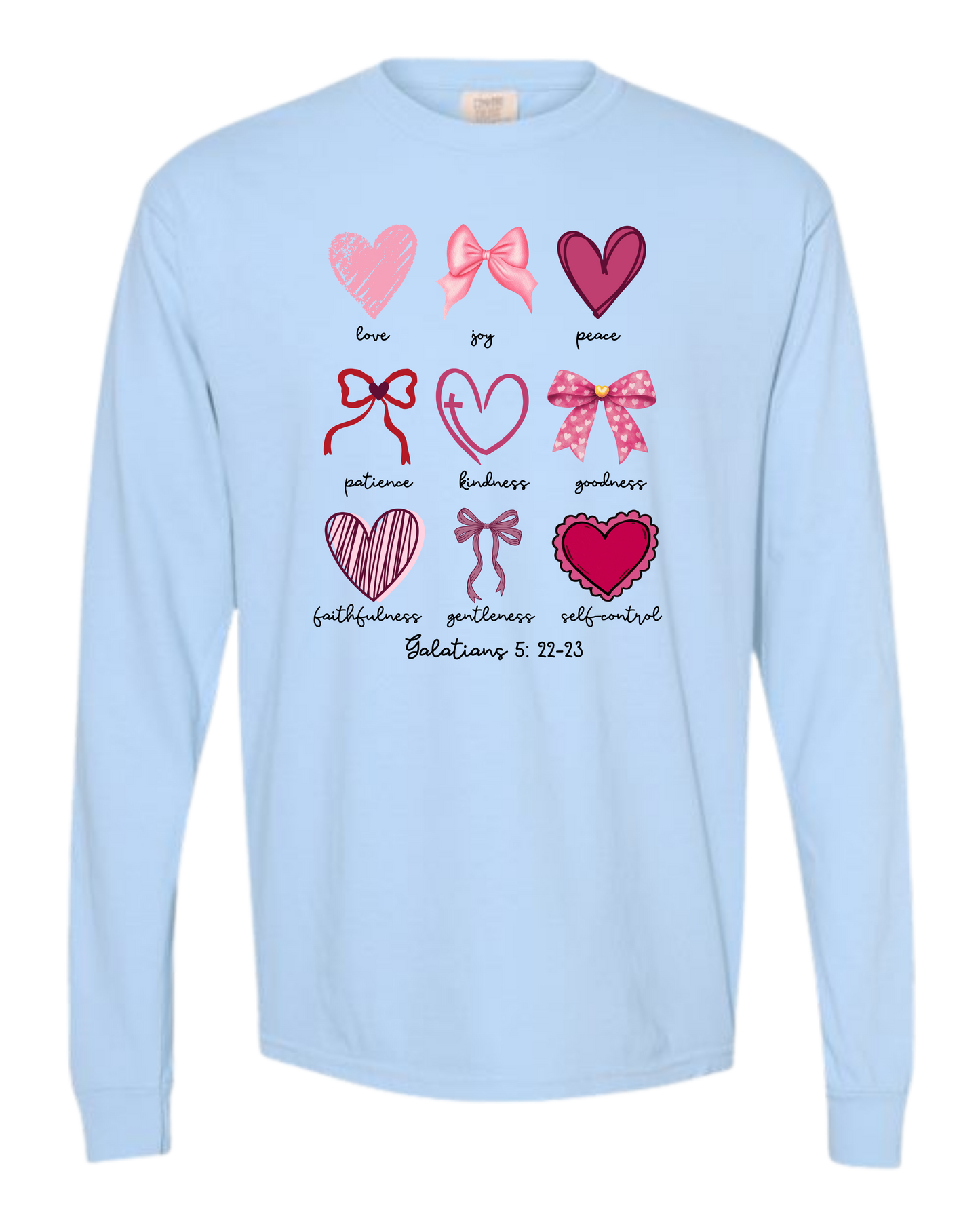 Galatians 5 - Valentines - Comfort Colors - Heavyweight Long Sleeve Tee - Blues & Greens