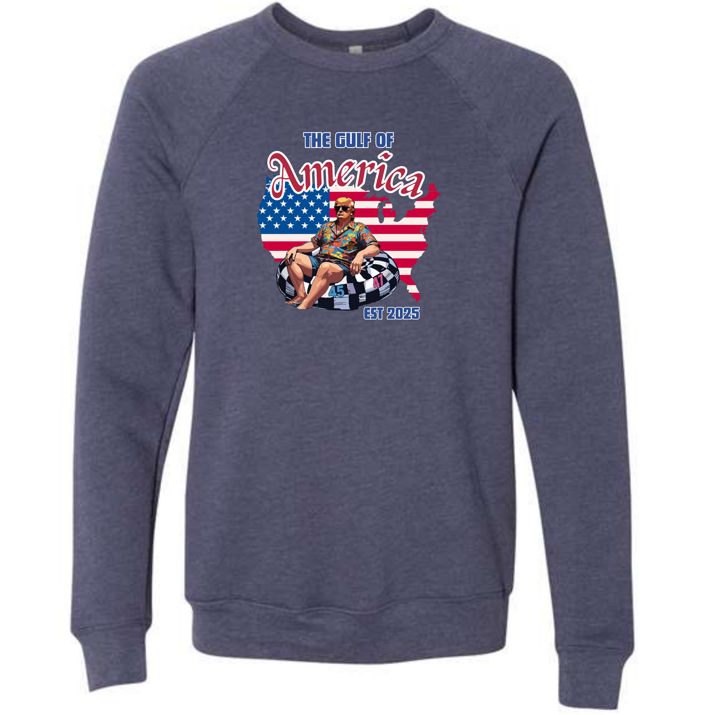 The Gulf of America - Sponge Fleece Raglan Sweatshirt - Blues, Greens, Purple, and Black