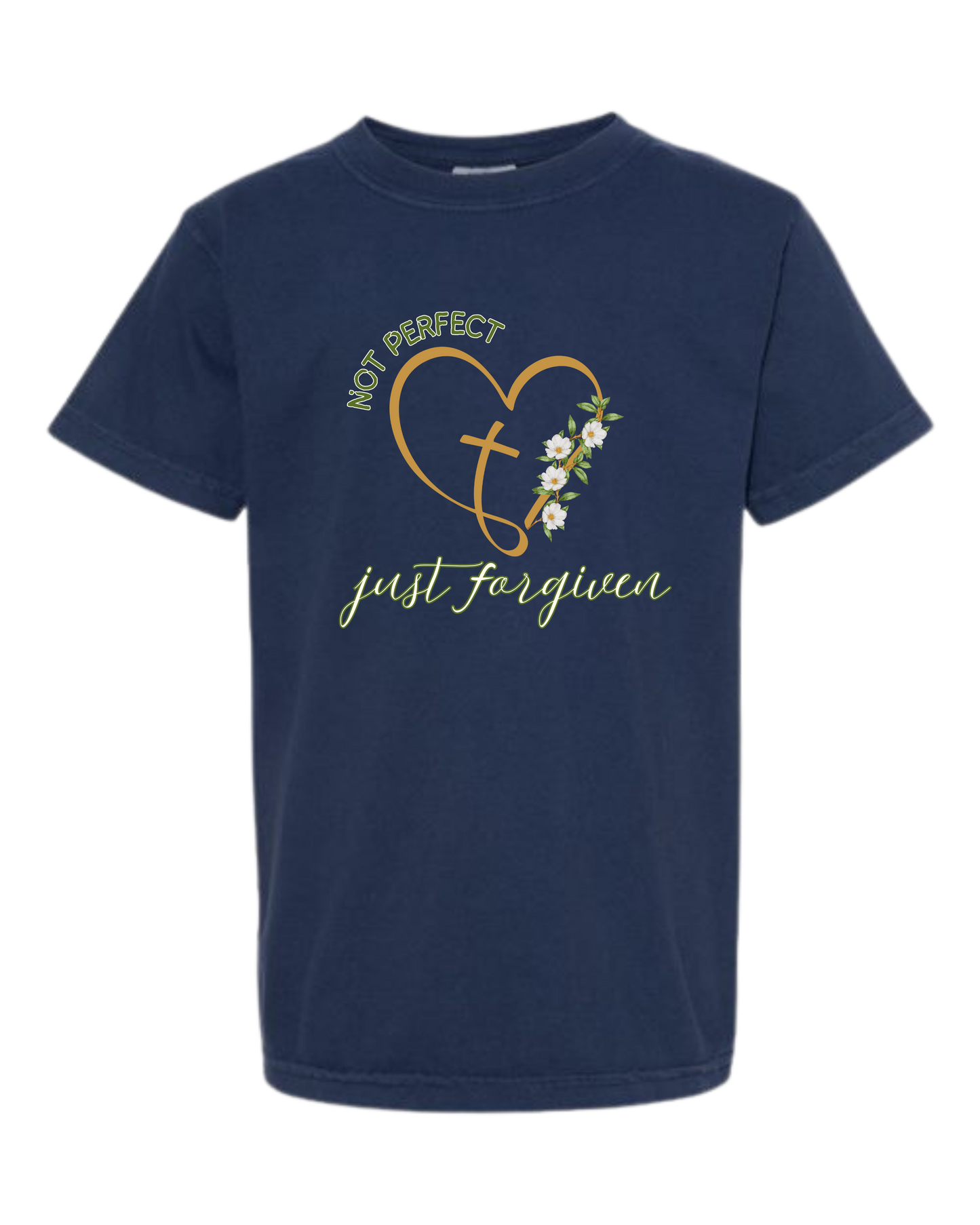 Not Perfect Just Forgiven - Comfort Colors - Heavyweight Youth Tee - Neutral Colors & Blues