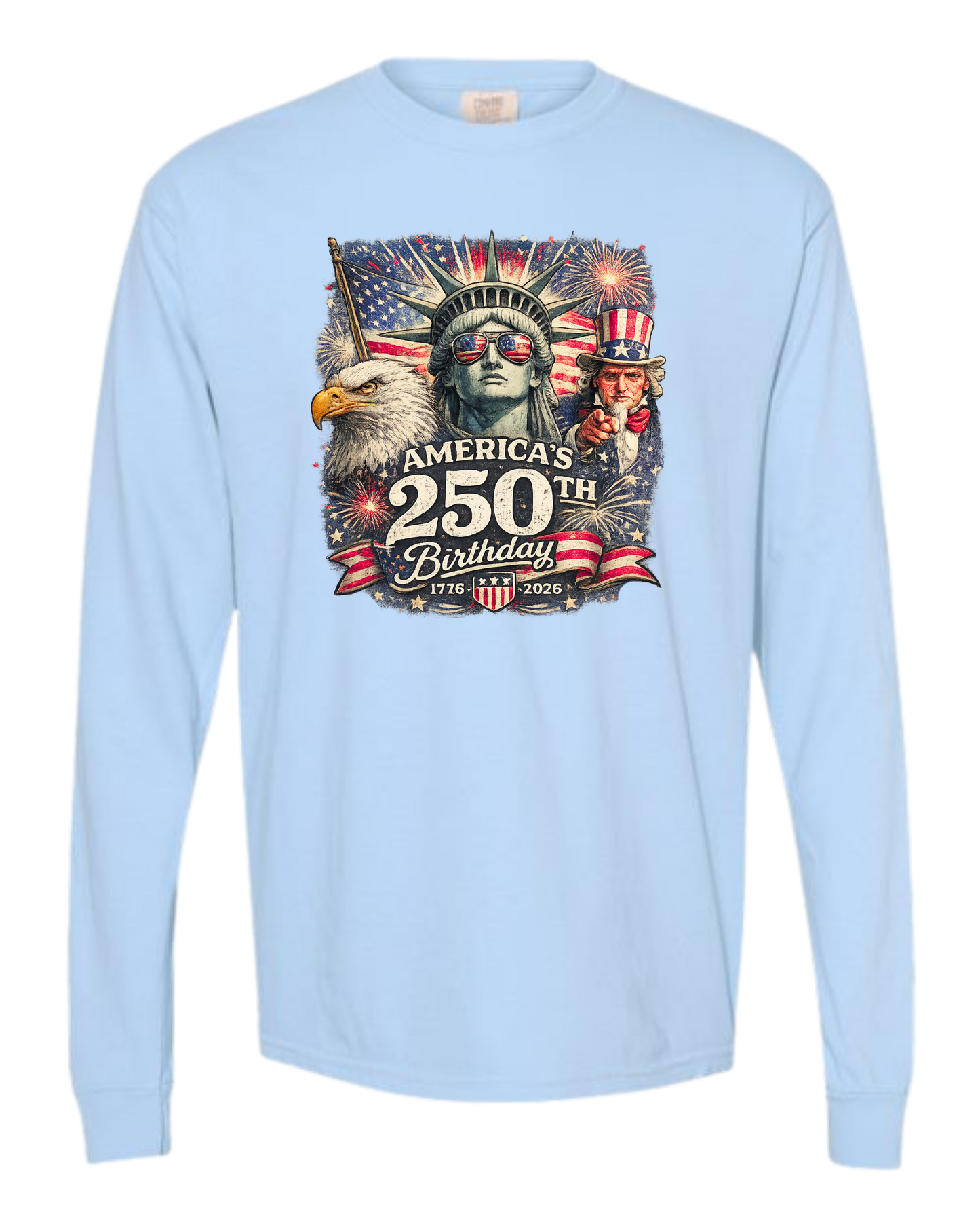 America's 250th Birthday - Comfort Colors - Heavyweight Long Sleeve Tee - Blues & Greens