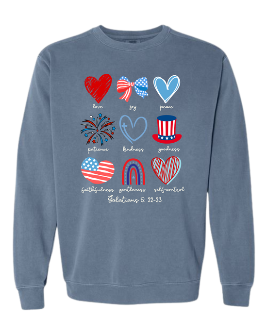 Galatians 5 - Patriotic - Comfort Colors - Sweatshirt - Blues