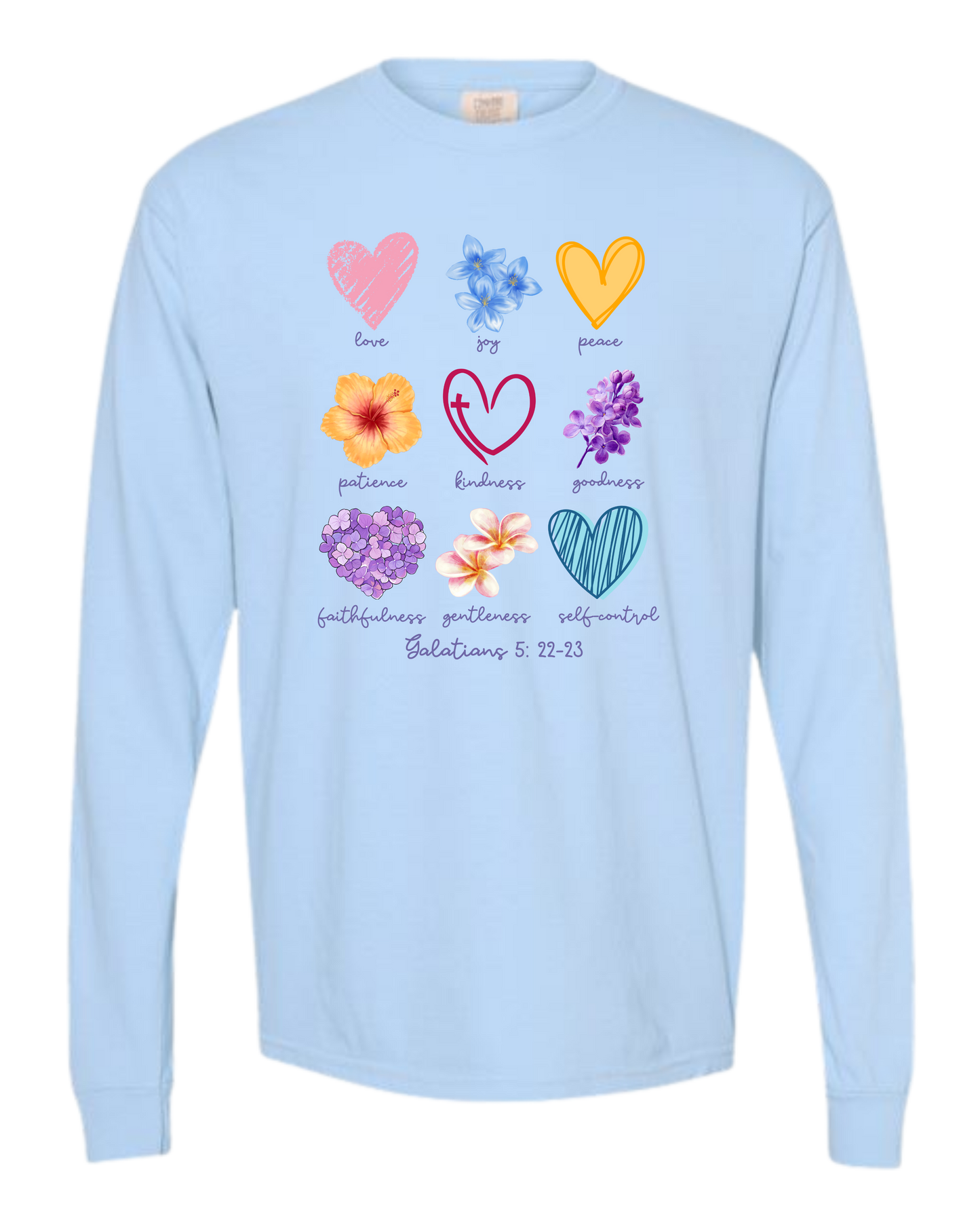 Galatians 5 - Spring - Comfort Colors - Heavyweight Long Sleeve Tee - Blues & Greens