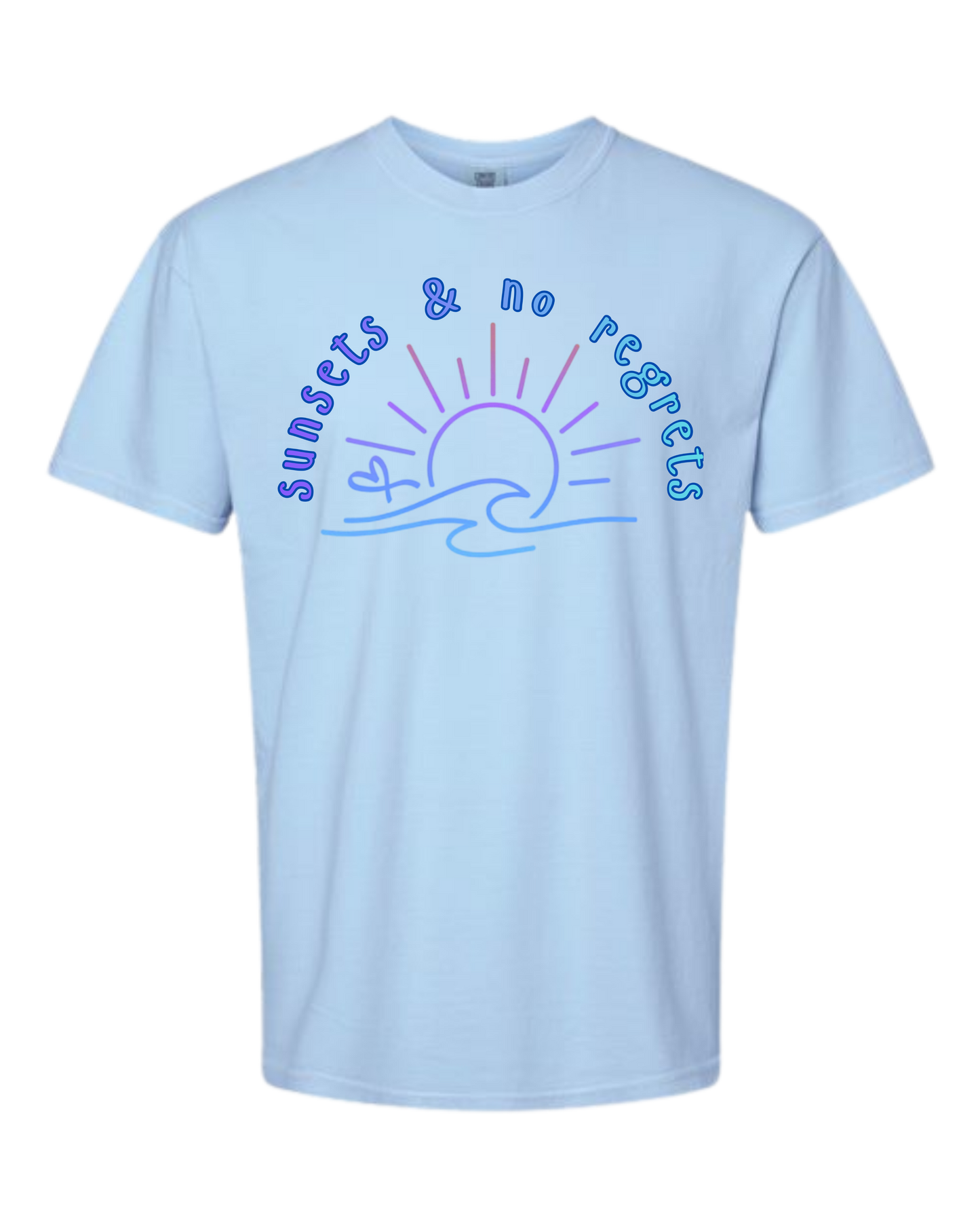Sunsets & No Regrets - Comfort Colors - Heavyweight Unisex Tee - Blues