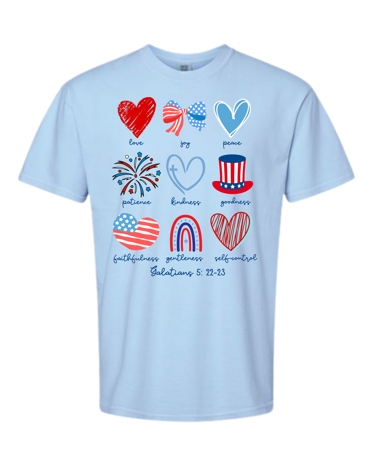 Galatians 5 - Patriotic - Comfort Colors - Heavyweight Unisex Tee - Blues