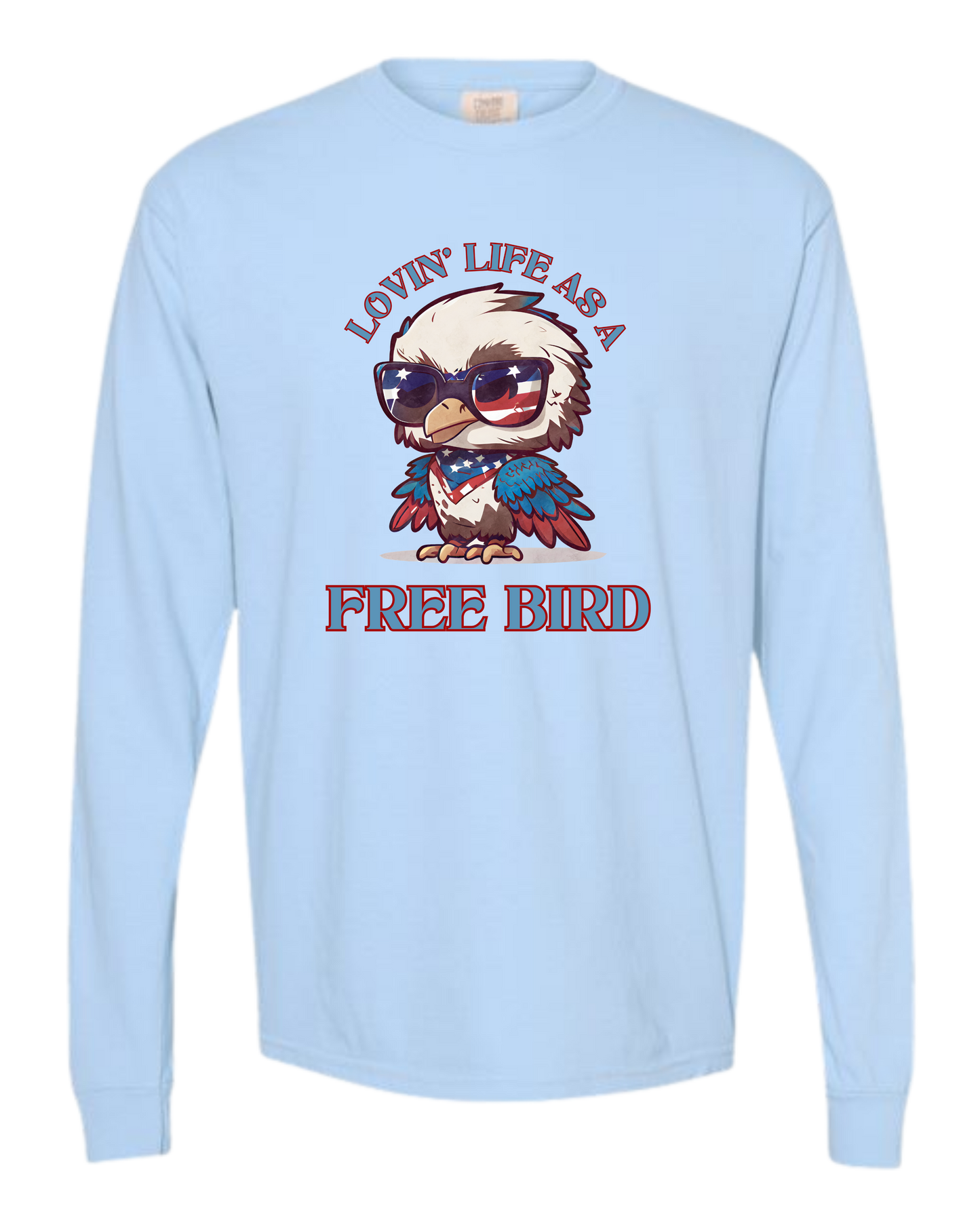 Lovin' Life as a Free Bird - Comfort Colors - Heavyweight Long Sleeve Tee - Blues & Greens