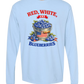 Red, White, And Blueberries - Comfort Colors - Heavyweight Long Sleeve Tee - Blues & Greens