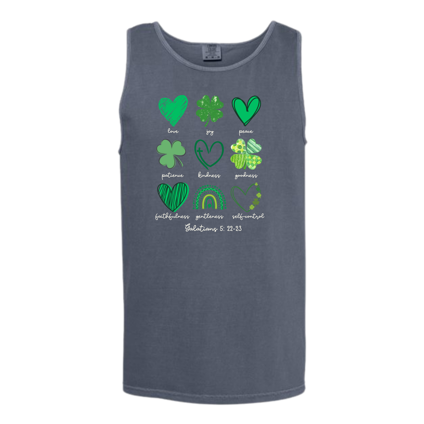Galatians 5 - St Patrick's Day - Comfort Colors - Unisex Tank - Neutral Colors & Blues