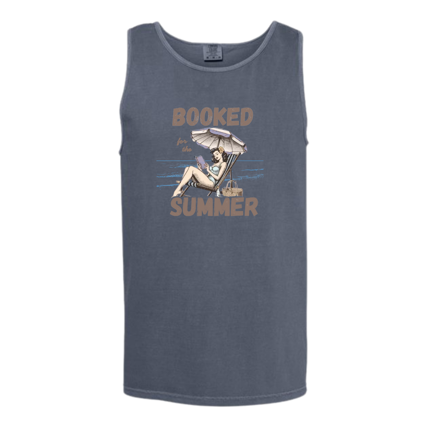 Booked for the Summer - Comfort Colors - Unisex Tank - Neutral Colors & Blues